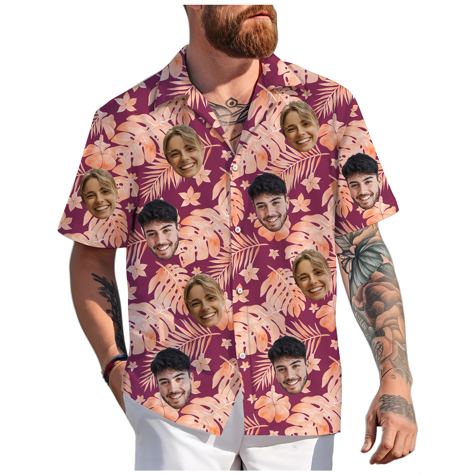 Personalized Aloha Shirt with Faces, Gift for Husband or Wife