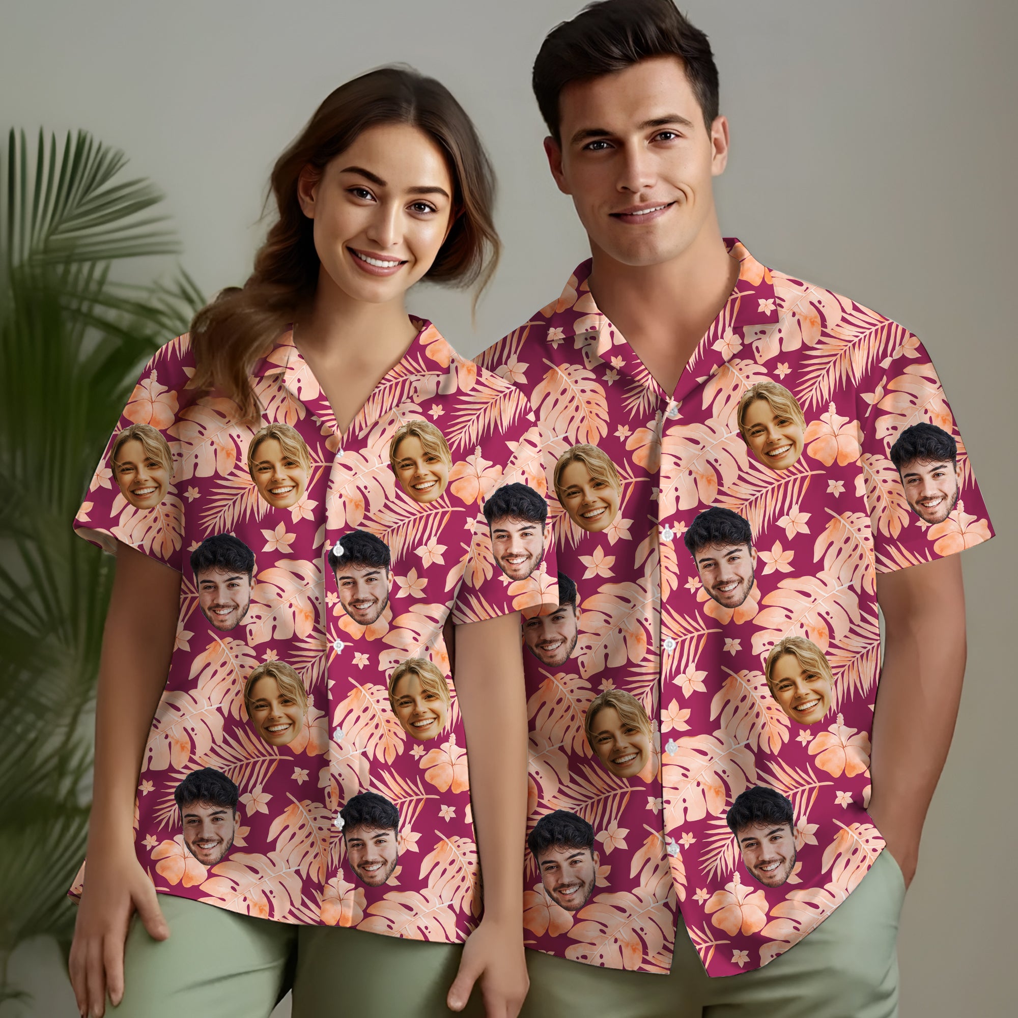 Personalized Aloha Shirt with Faces, Gift for Husband or Wife