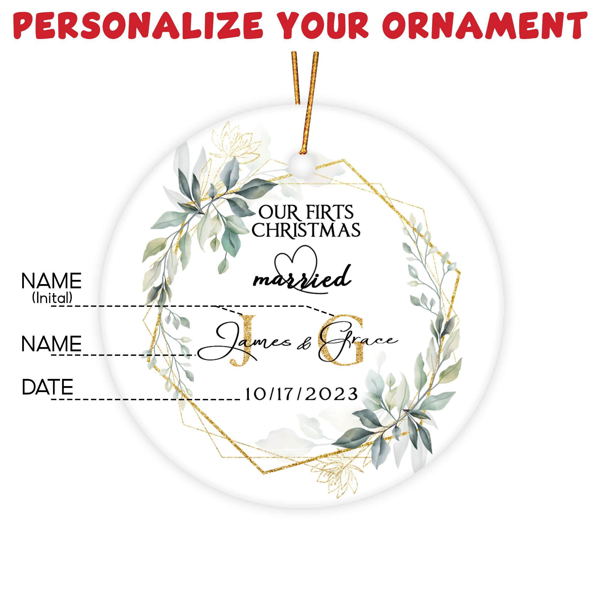 Personalized Engagement Christmas Ornament 2025 with Custom Photo, Our First Christmas Married Ornament 2025, 1St Christmas Married Gift for Wedding Gifts, Couples, Newlywed Gifts