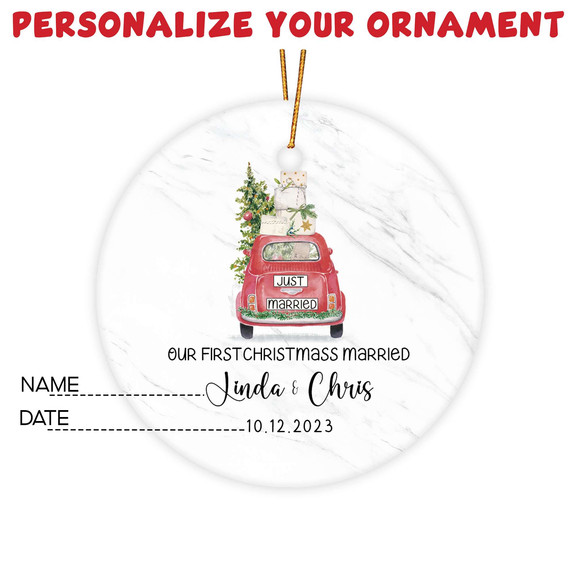 Personalized Our First Christmas Married Ornament 2025 with Custom Photo, Mr and Mrs Christmas Ornament 2025, Newlywed Gifts for Couple, Christmas Tree Decoration