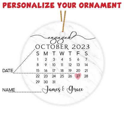 Personalized Engagement Christmas Ornament 2025, Mr and Mrs Christmas Ornament 2025, Custom Day Calendar Ornament, Wedding Gifts, Bridal Shower Gifts for Couples, Christmas Tree Decoration