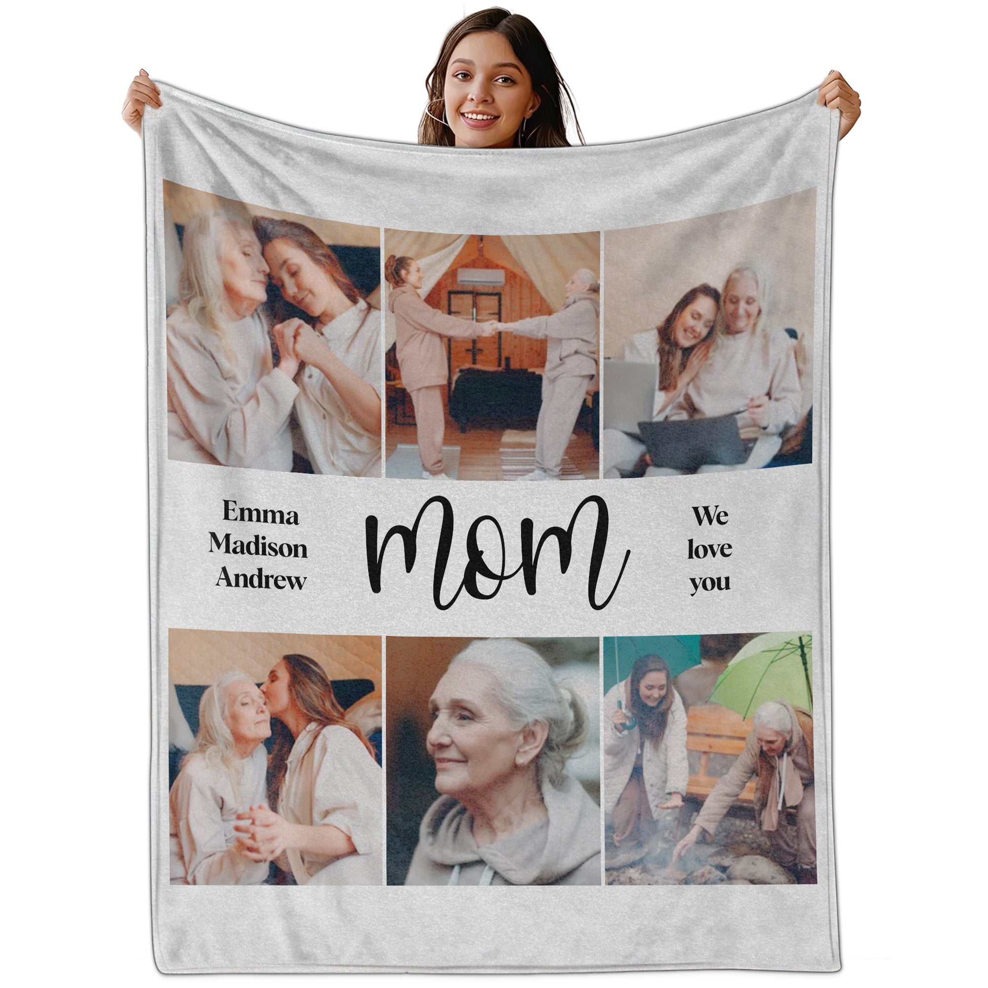 Customized Mom Blankets with Photos, Custom Memorial Blankets with Photo Text, Customizable Blanket with Pictures 3