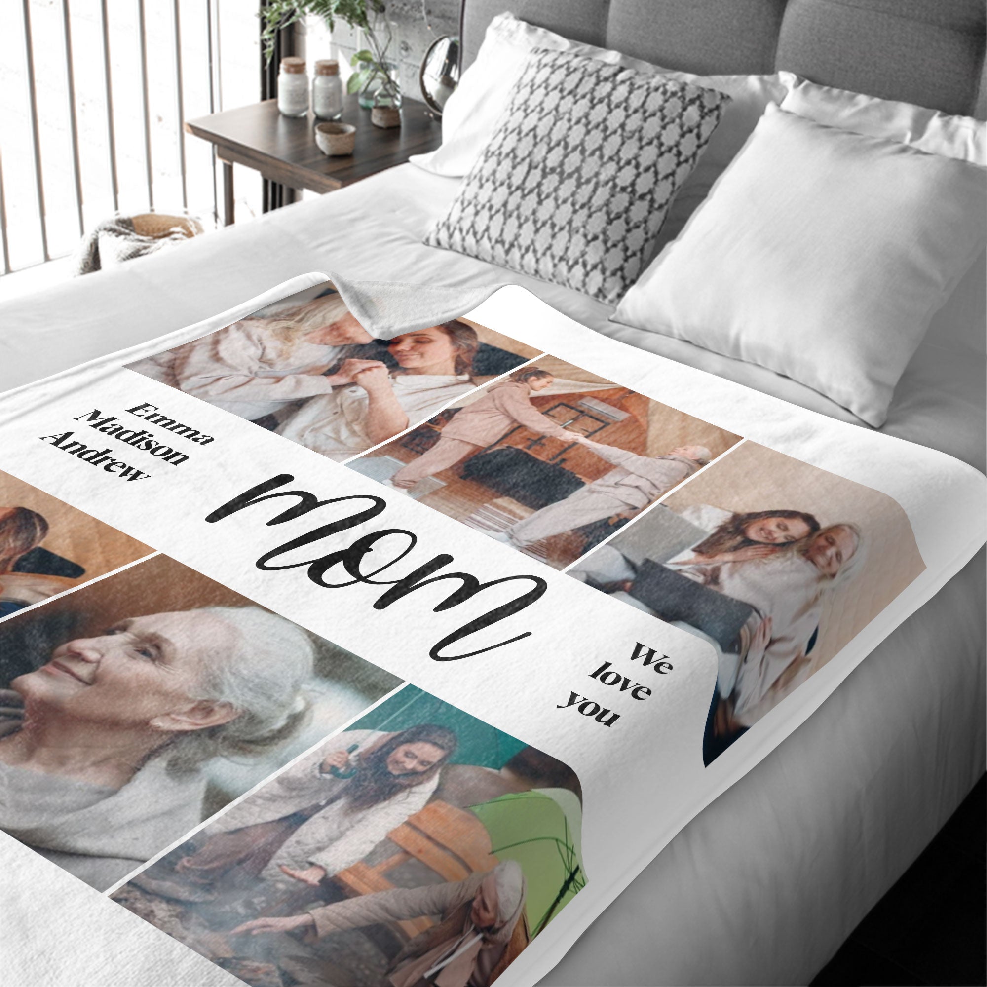 Customized Mom Blankets with Photos, Custom Memorial Blankets with Photo Text, Customizable Blanket with Pictures 3