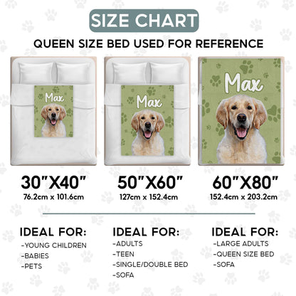 Personalized Dog Blanket with Name and Photo, Personalized Dog Memorial Gifts for Women, Men, Parents, Dog Lovers, Dog Owners, Custom Dog Print Flannel Blanket