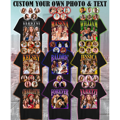 Custom Bootleg Rap Shirt, Personalize with Pictures & Names, Fun Gift for Couples, Friends & Birthdays