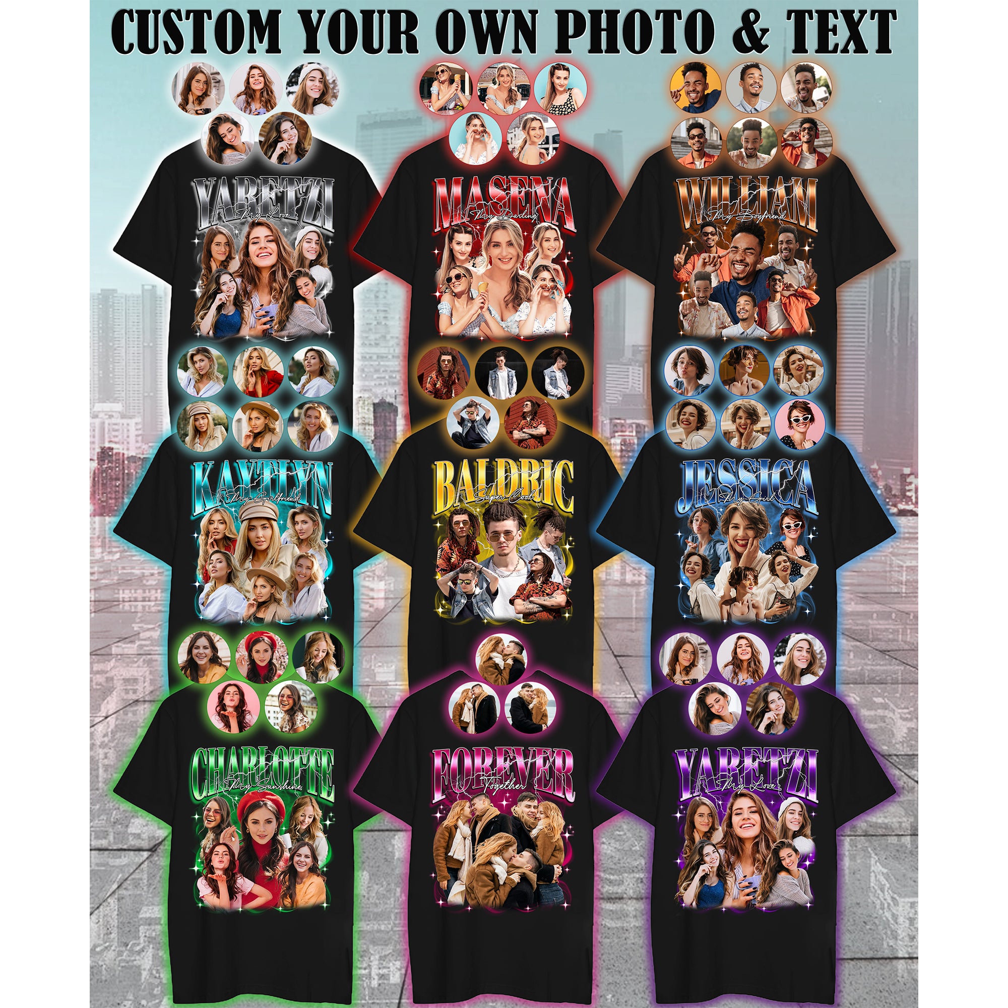 Custom Bootleg Graphic Tee Shirt, Personalized Photo & Name Shirt for Hip Hop Lovers