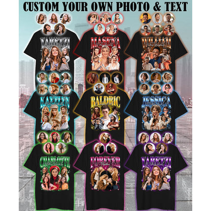Custom Bootleg Graphic Tee Shirt, Personalized Photo & Name Shirt for Hip Hop Lovers