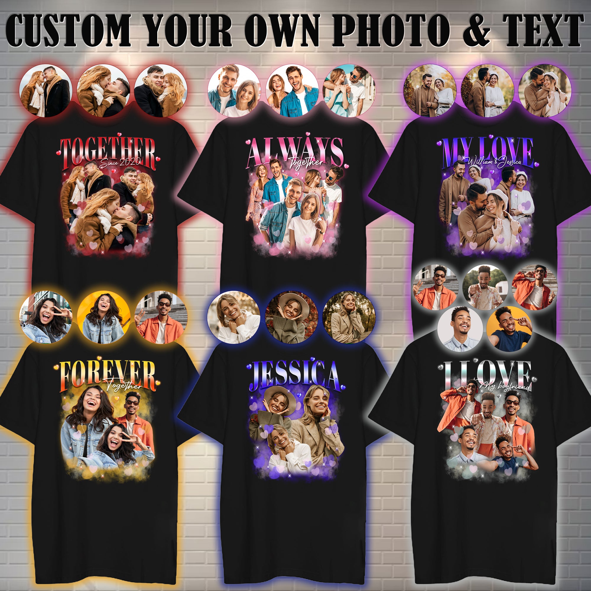 Retro Bootleg Style T-Shirt, Custom Face and Name Shirt, Unique Gift for Friends, Family or Couples