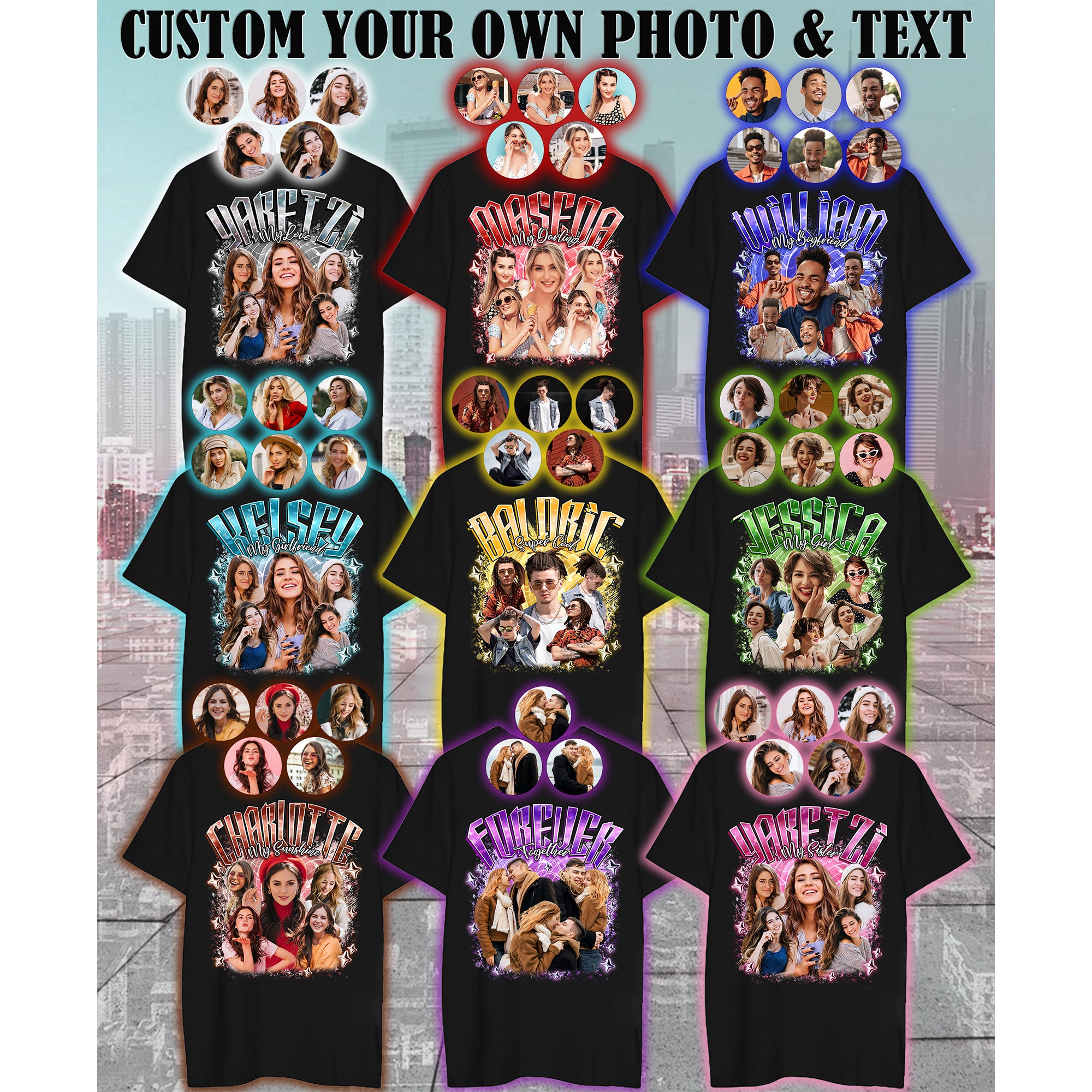 Custom Vintage Rap Tee, Personalized Photo and Text Shirt, Unisex Gift for Any Occasion