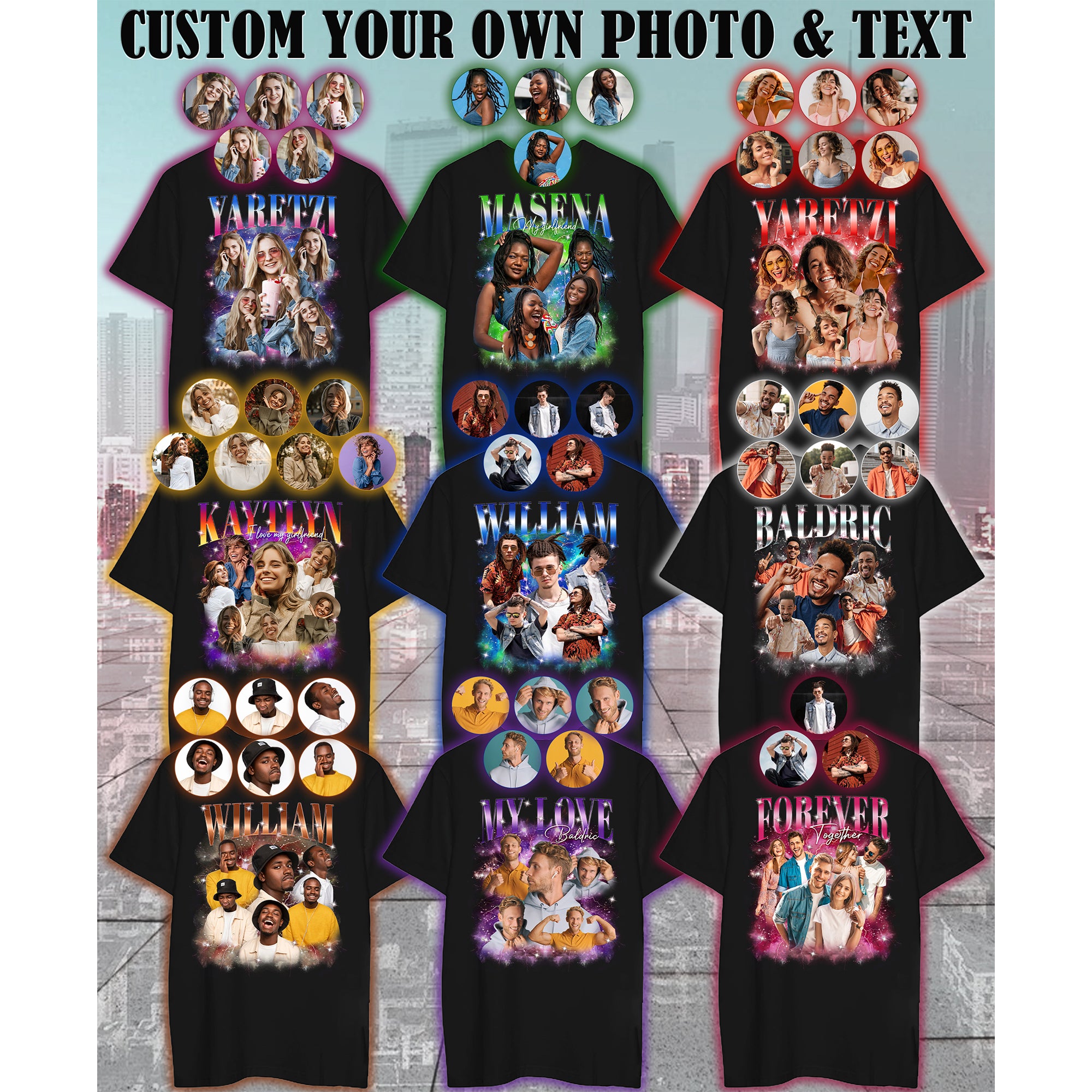 Unique Custom Bootleg Shirt, Create Your Own Gift with Photo and Text for Loved Ones