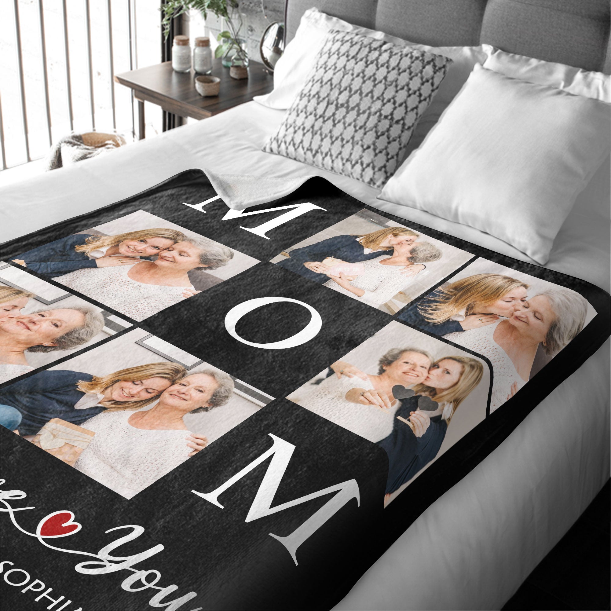 Customized Mom Blankets with Photos, Custom Memorial Blankets with Photo Text, Customizable Blanket with Pictures 5