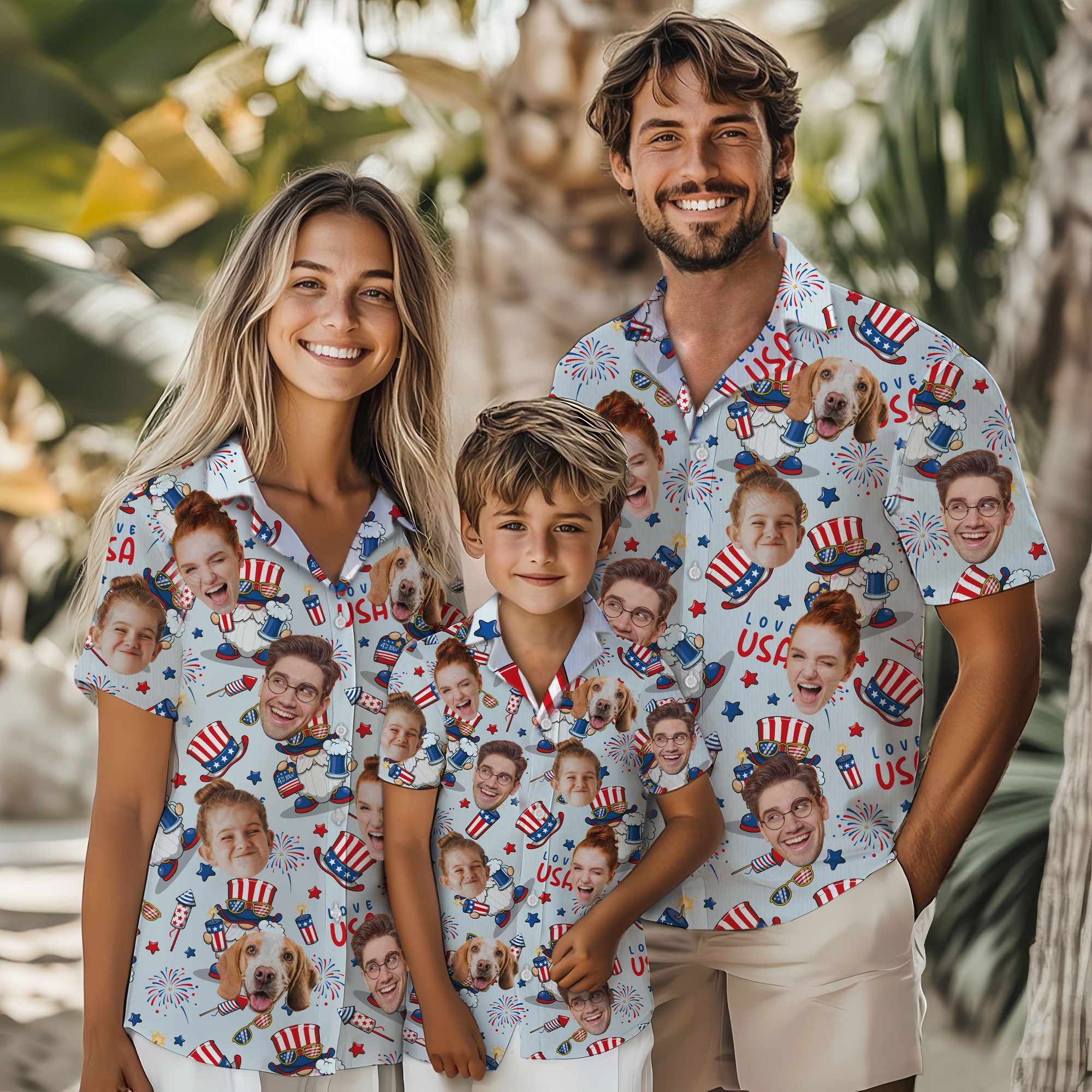 Custom Face Hawaiian Shirt, Personalized 4th of July Shirt for Men, Funny Patriotic Gift, A Special Summer Shirt for Husband or Boyfriend