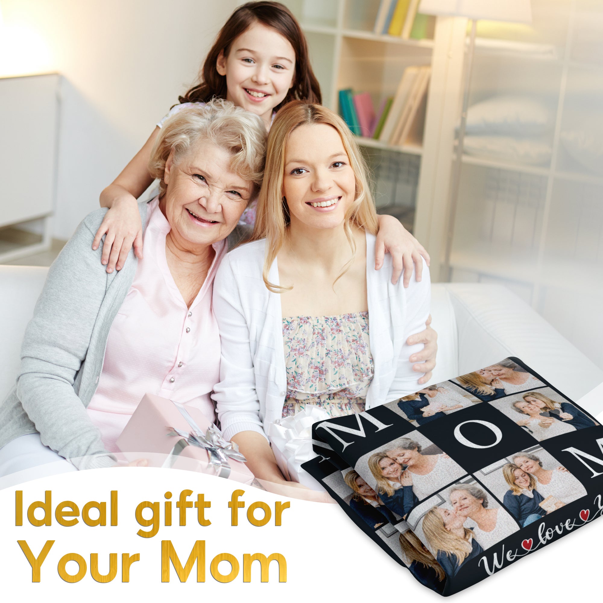 Customized Mom Blankets with Photos, Custom Memorial Blankets with Photo Text, Customizable Blanket with Pictures 5