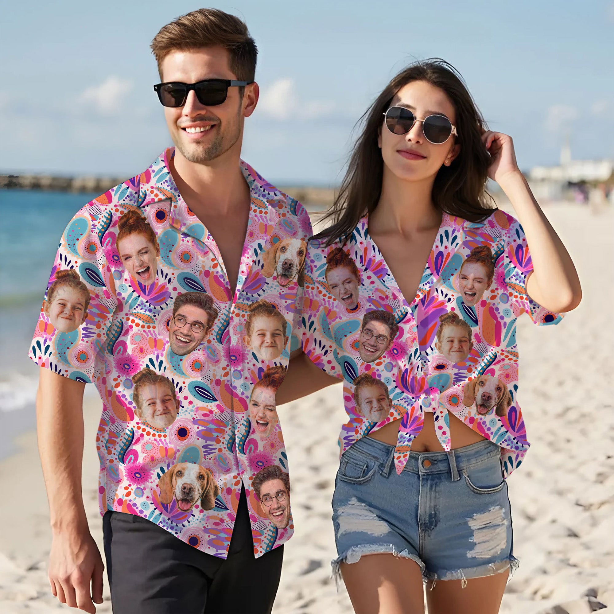 Custom Face Hawaiian Shirt, Personalized Funny Vacation Shirt with Pet & Family Faces, Summer Beach Gift for Men, for Women and Men, Gift for Occasion