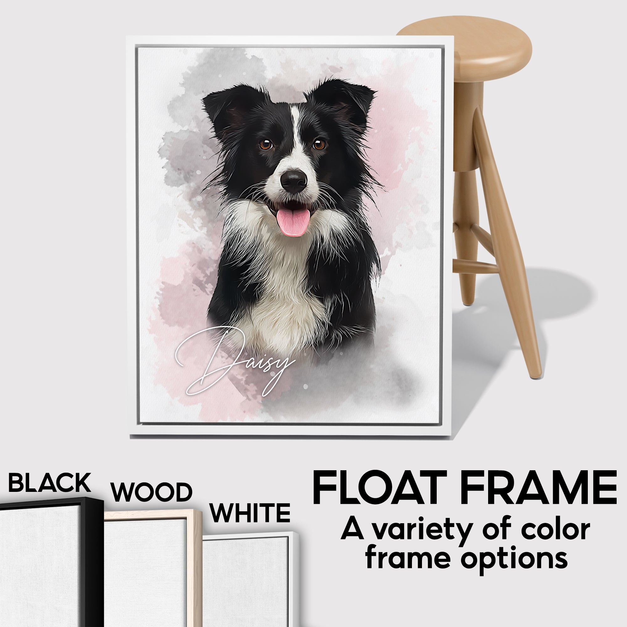 Custom Pet Portrait from Photo, Customized Watercolor Portraits Canvas from Picture, Personalized Dog Memorial Canvas, Customized Pet Gifts