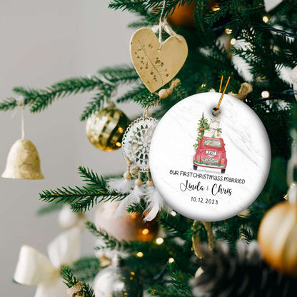 Personalized Our First Christmas Married Ornament 2025 with Custom Photo, Mr and Mrs Christmas Ornament 2025, Newlywed Gifts for Couple, Christmas Tree Decoration