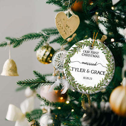 Personalized Engagement Christmas Ornament 2025 with Custom Photo, Our First Christmas Married Ornament 2025, 1st Christmas Married Gift for Wedding Gifts, Couples