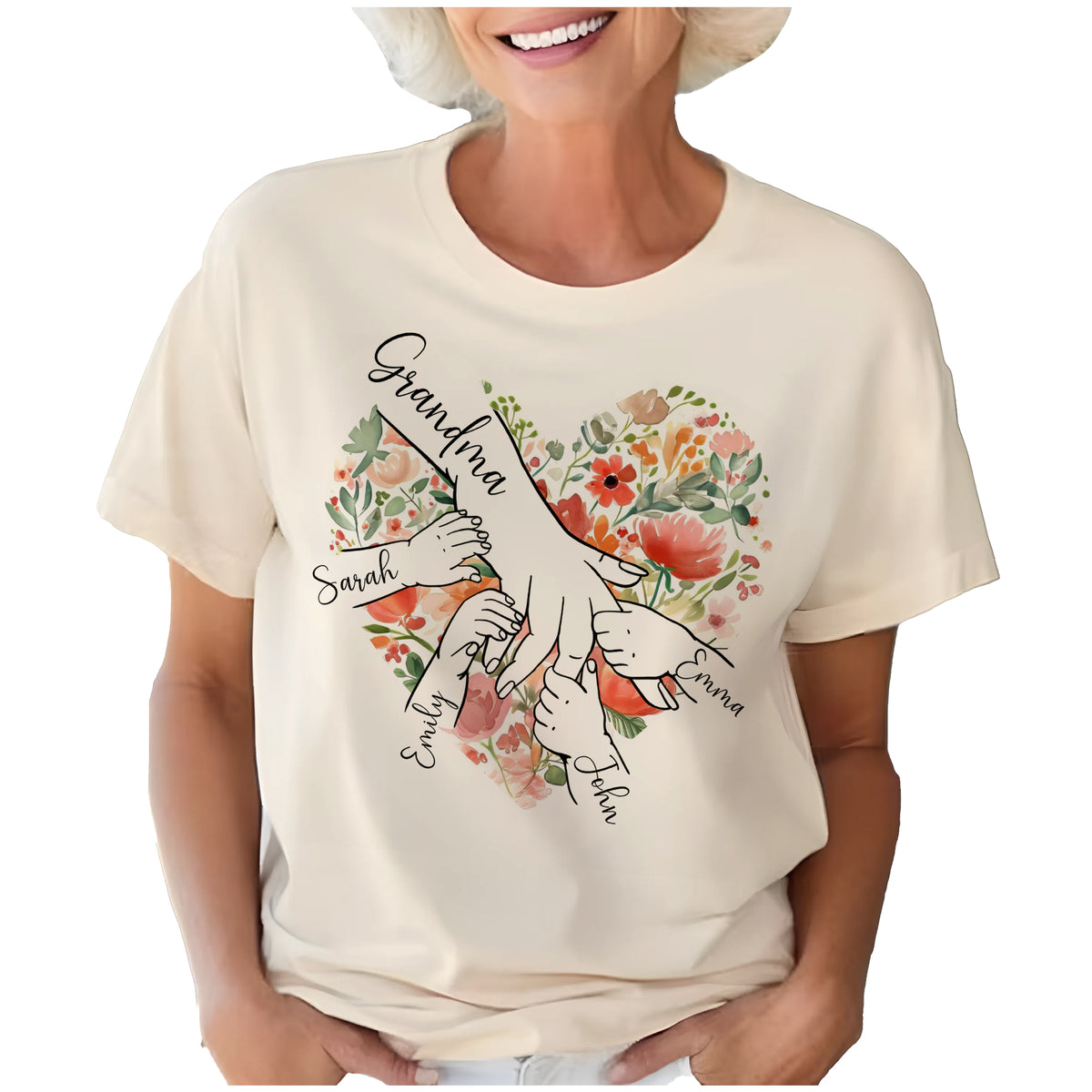 Personalized Grandma Shirt with Kid's Name, Custom Mom Shirt for Mother's Day