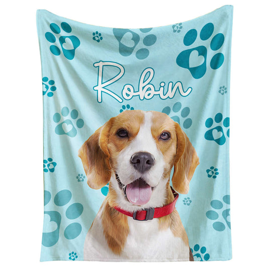 Custom Dog Blanket with Name and Photo, Personalized Blanket for dogs with Picture, Customized Flannel Dog Blankets, Dog Memorial Gifts for Loss of Dog