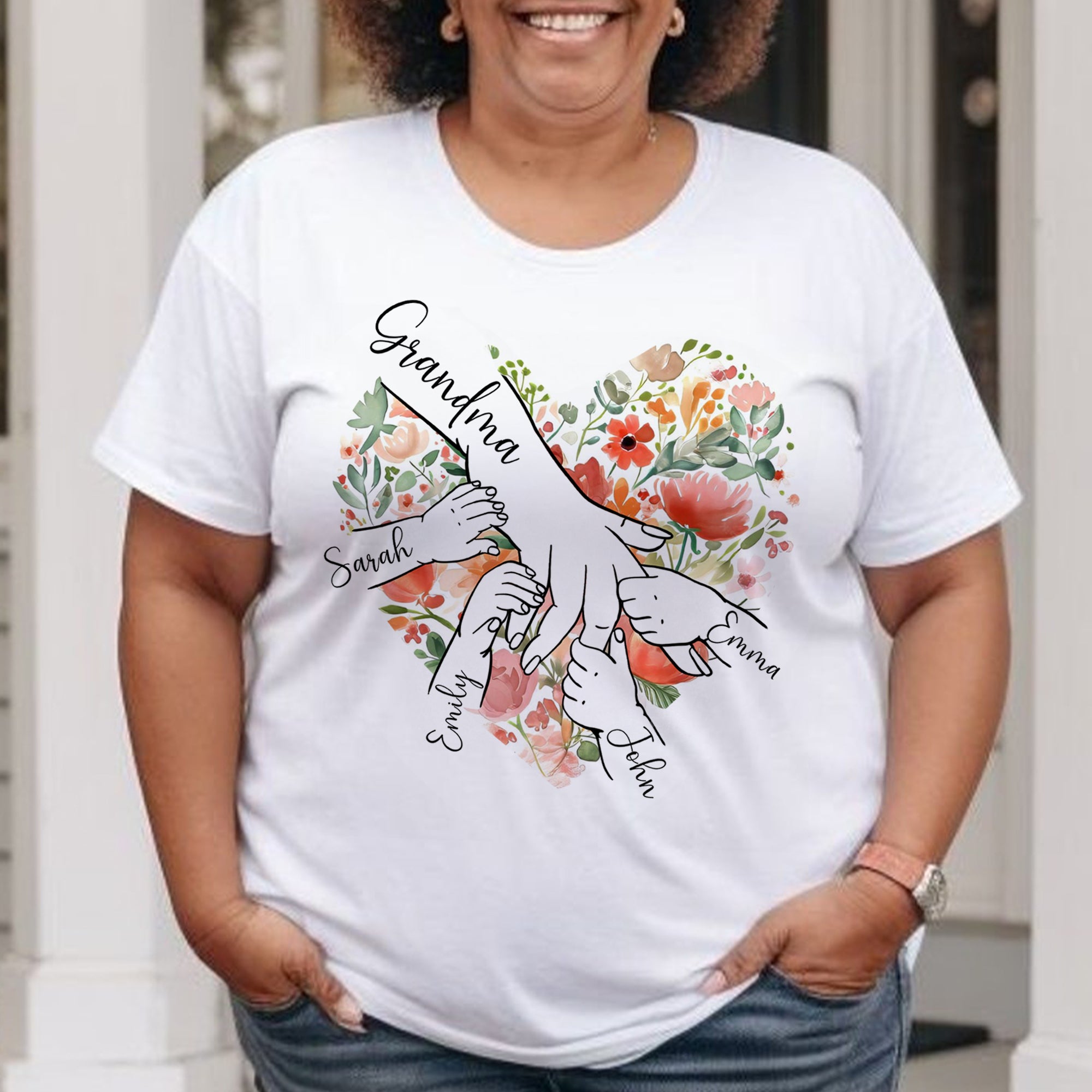 Personalized Grandma Shirt with Kid's Name, Custom Mom Shirt for Mother's Day