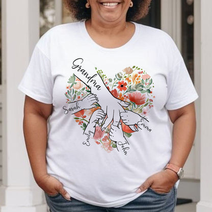 Personalized Grandma Shirt with Kid's Name, Custom Mom Shirt for Mother's Day