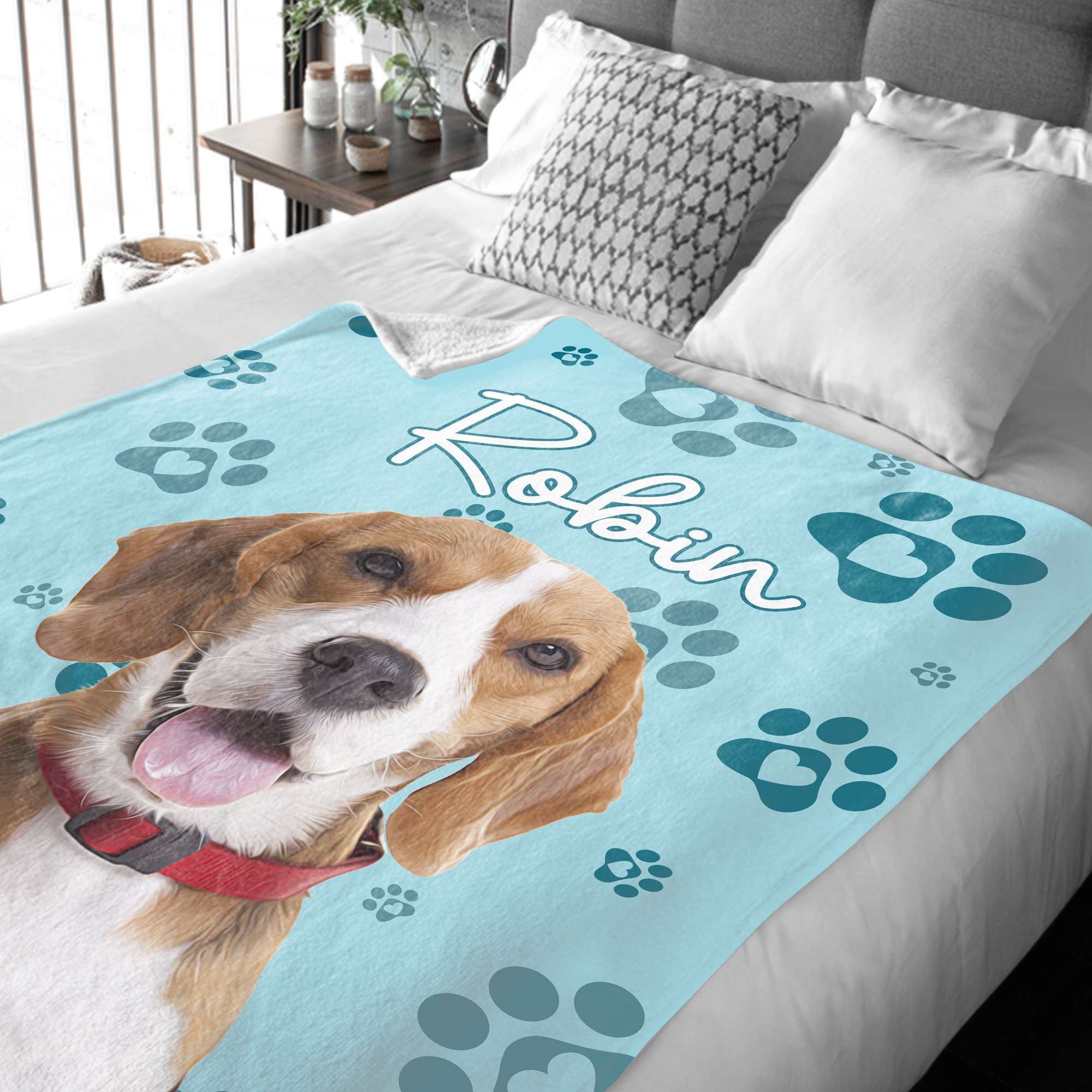 Custom Dog Blanket with Name and Photo, Personalized Blanket for dogs with Picture, Customized Flannel Dog Blankets, Dog Memorial Gifts for Loss of Dog