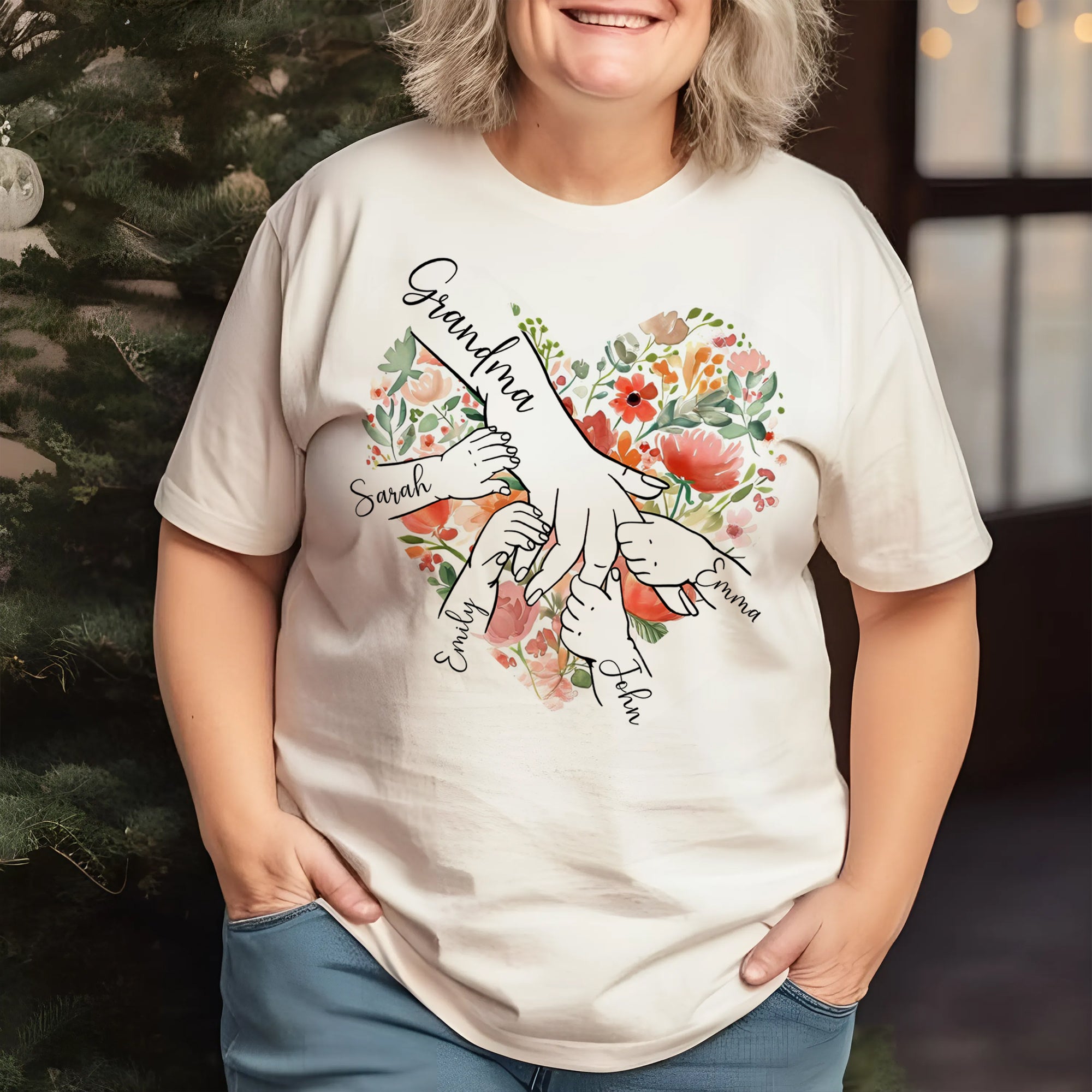 Personalized Grandma Shirt with Kid's Name, Custom Mom Shirt for Mother's Day