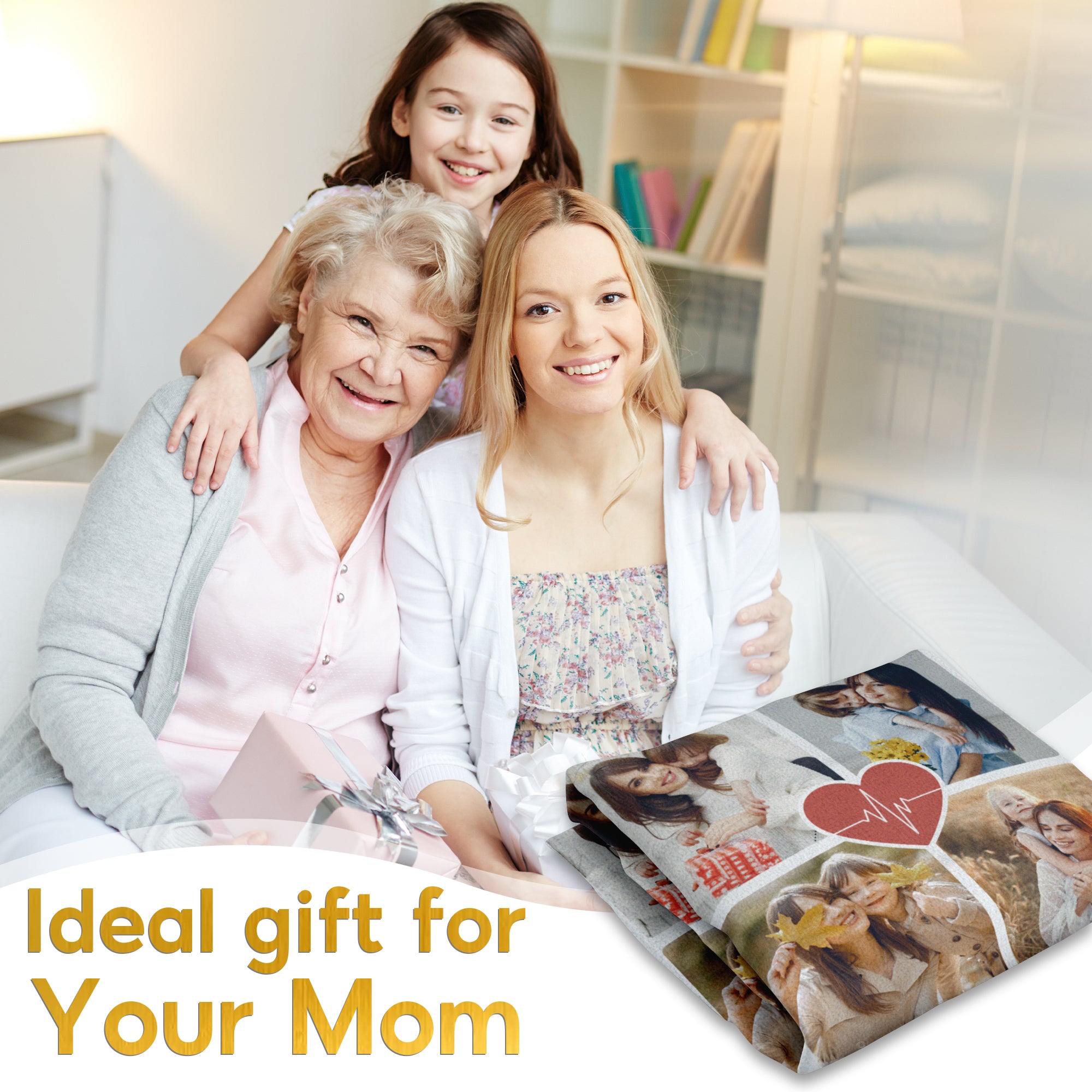 Customized Mom Blankets with Photos, Custom Memorial Blankets with Photo Text, Customizable Blanket with Pictures 4