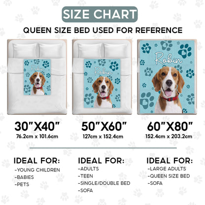 Custom Dog Blanket with Name and Photo, Personalized Blanket for dogs with Picture, Customized Flannel Dog Blankets, Dog Memorial Gifts for Loss of Dog