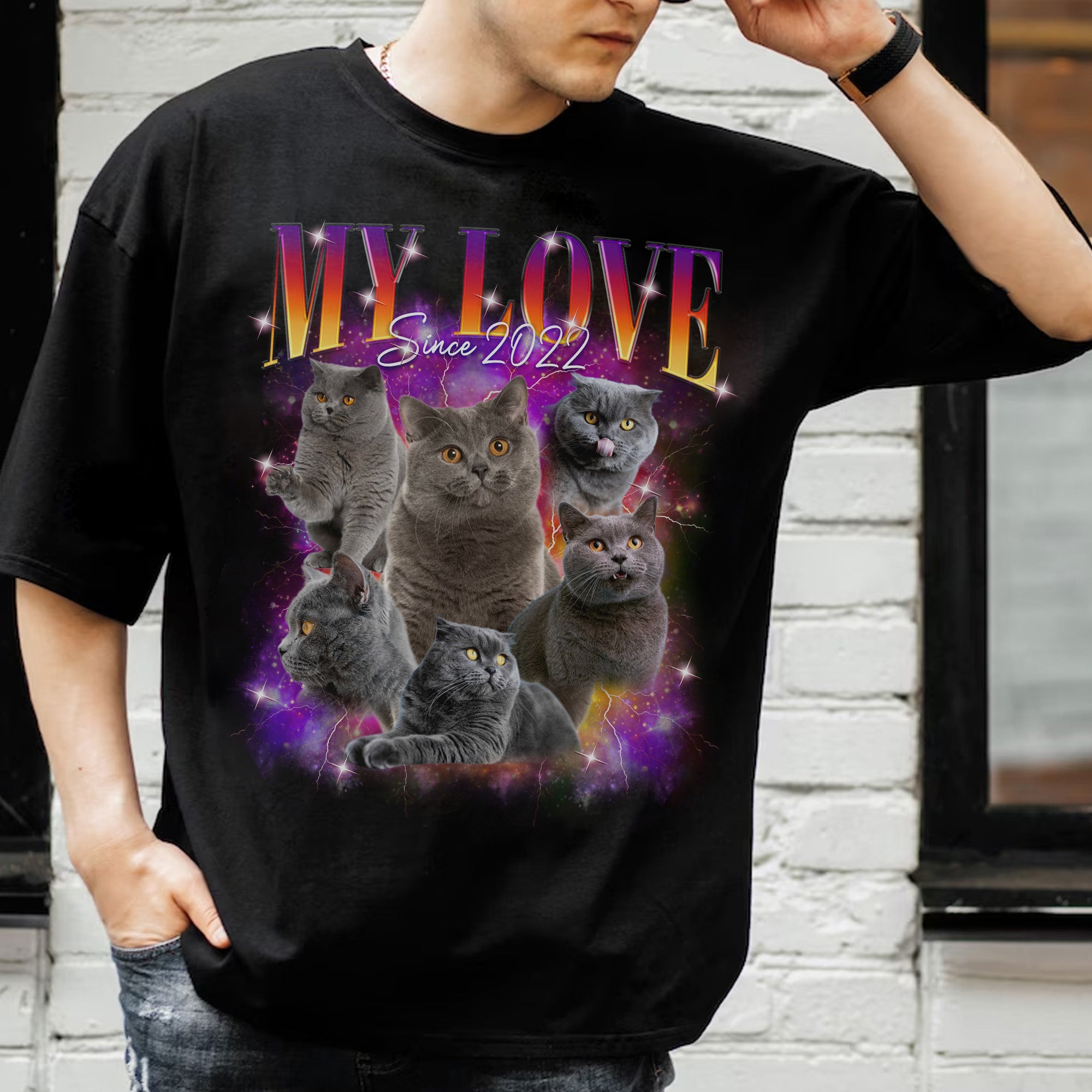 Custom Bootleg Cat Tee Shirt for Pet Lovers, Personalized Pet Photo Shirt Gift for Cat Moms & Dads
