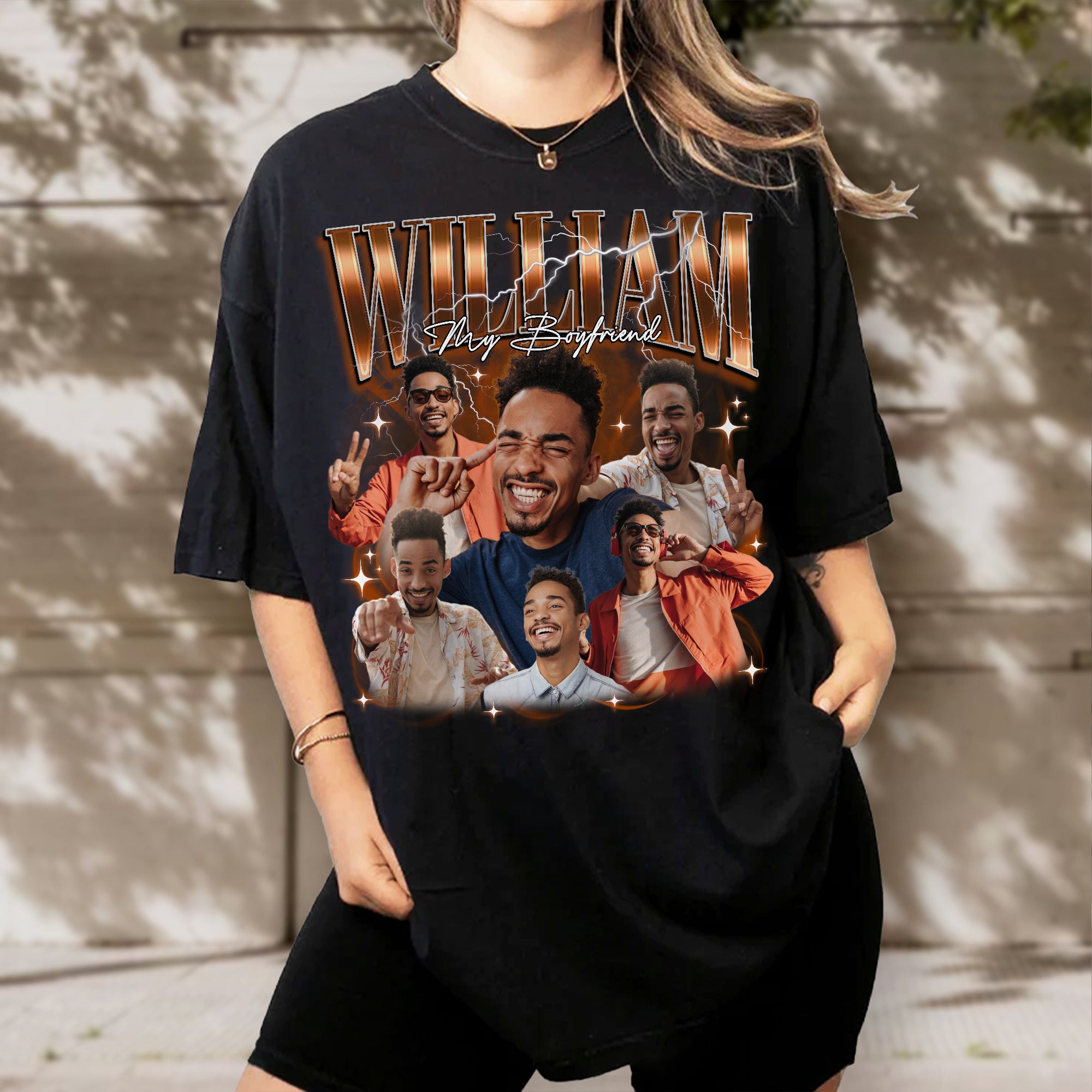 Custom Bootleg Graphic Tee Shirt, Personalized Photo & Name Shirt for Hip Hop Lovers