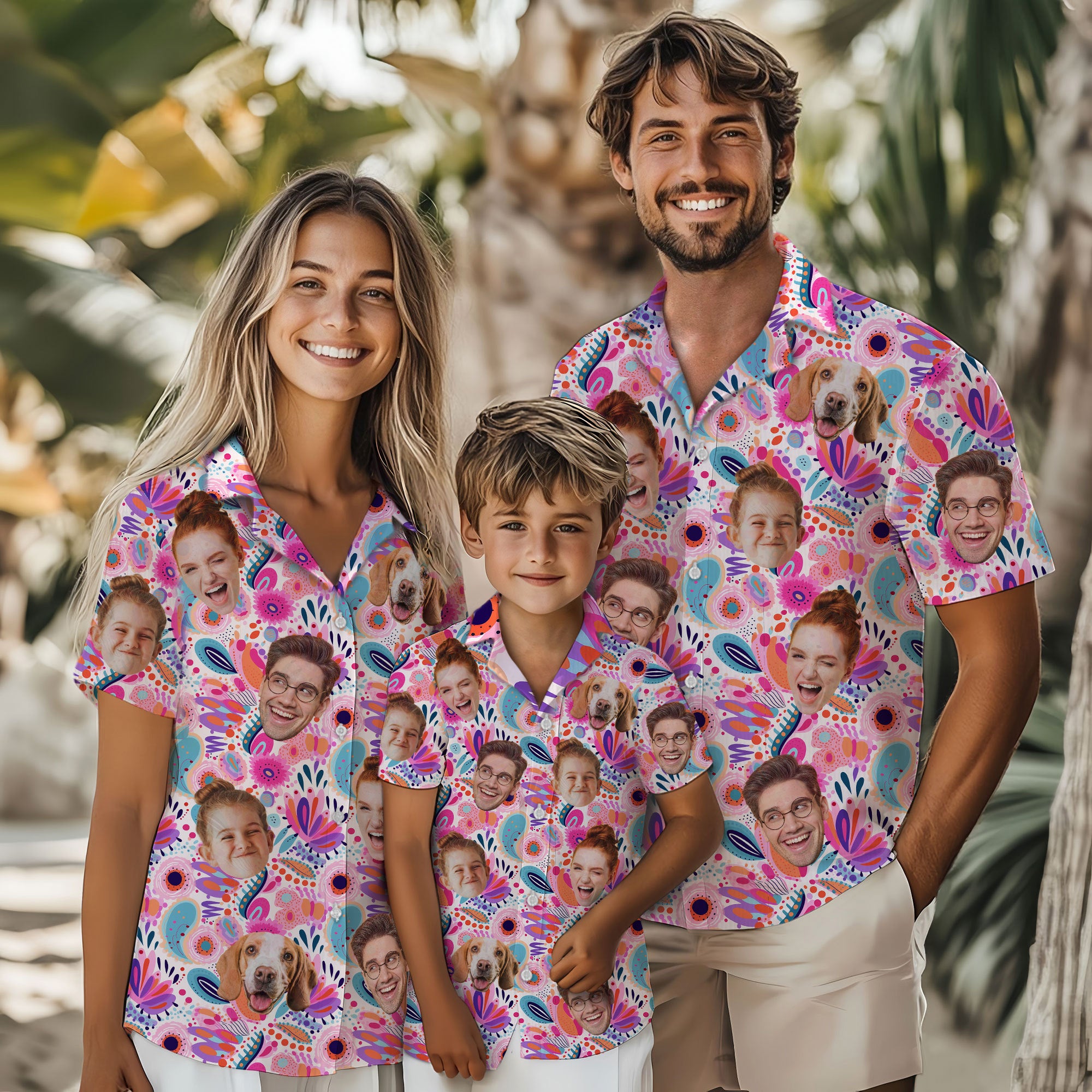 Custom Face Hawaiian Shirt, Personalized Funny Vacation Shirt with Pet & Family Faces, Summer Beach Gift for Men, for Women and Men, Gift for Occasion