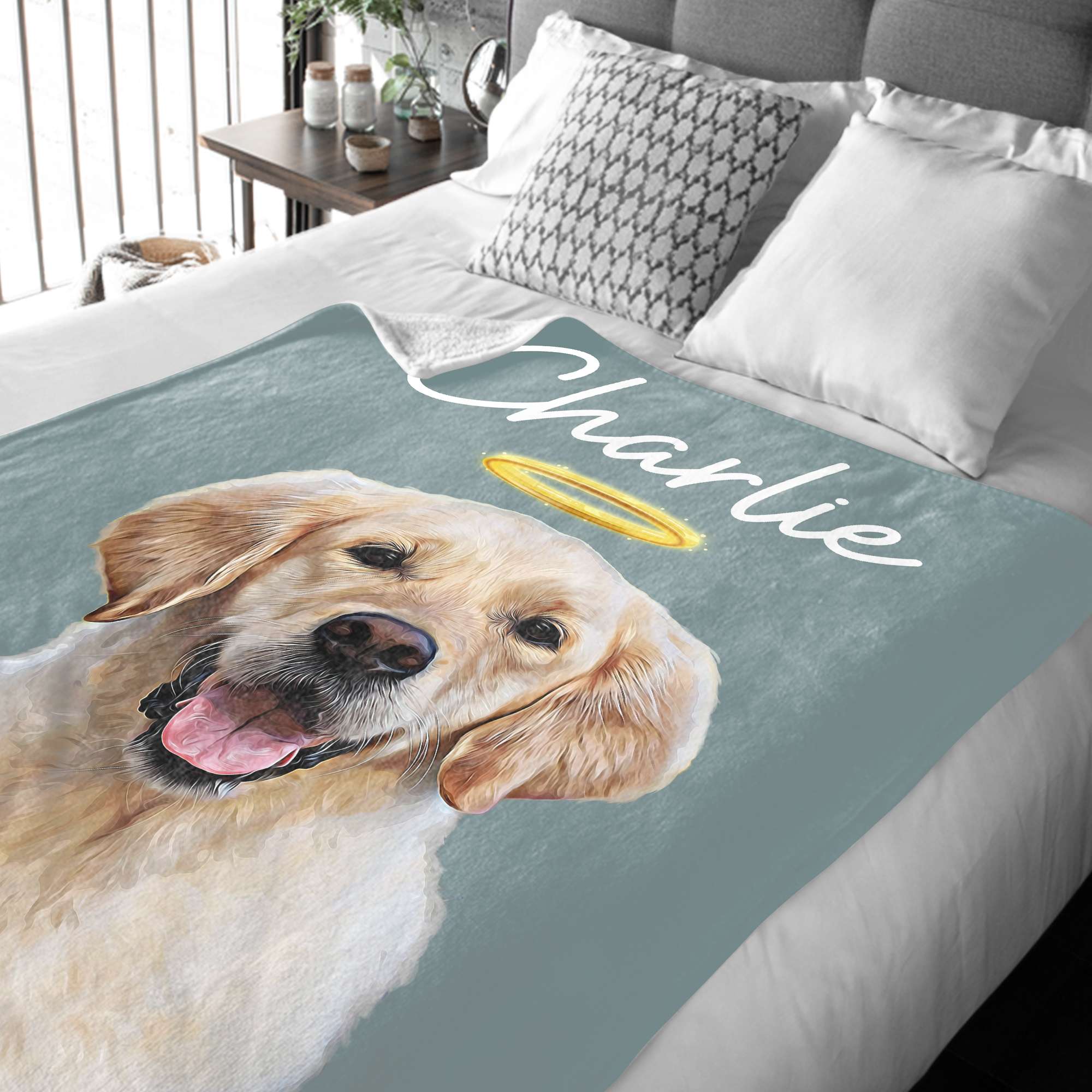 Personalized Dog Blanket for Dog Lovers Dog Owners, Custom Dog Blanket with Photos and Text, Personalized Dog Photo Flannel Blankets