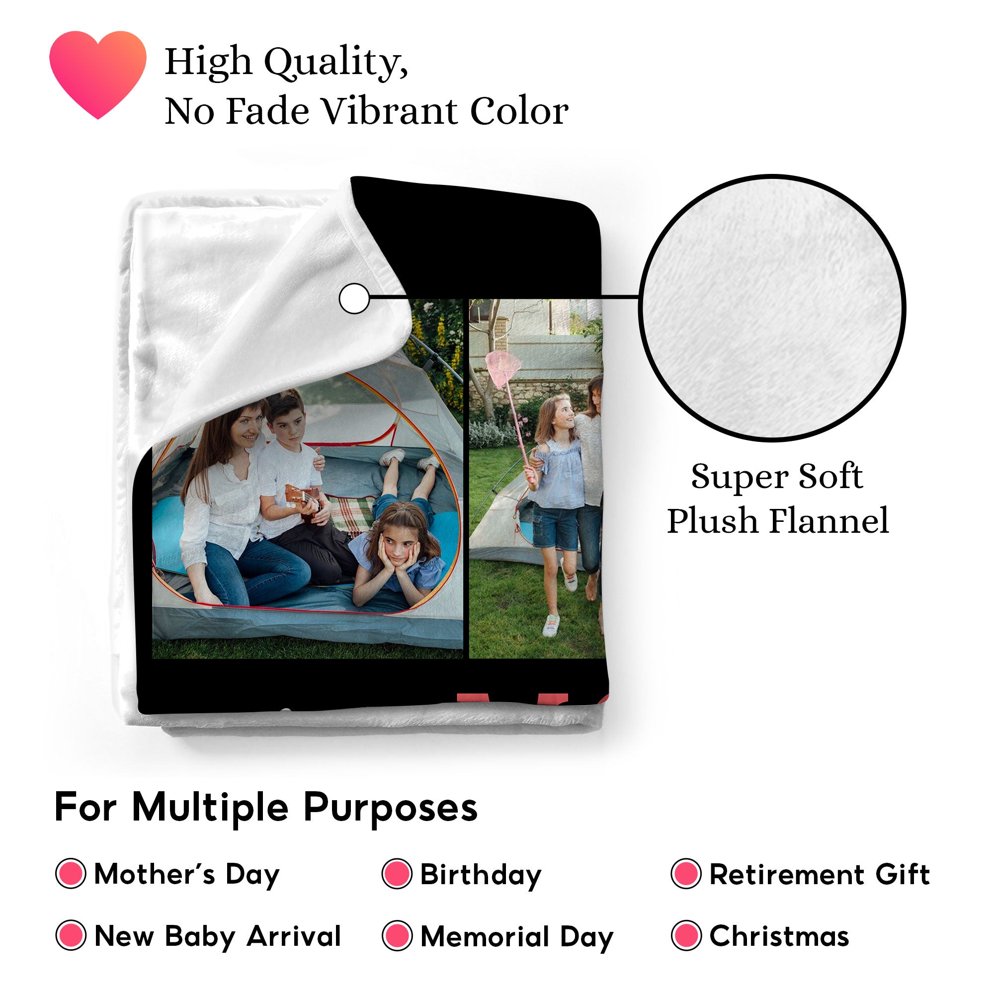 Customized Mom Blankets with Photos, Custom Memorial Blankets with Photo Text, Customizable Blanket with Pictures 6