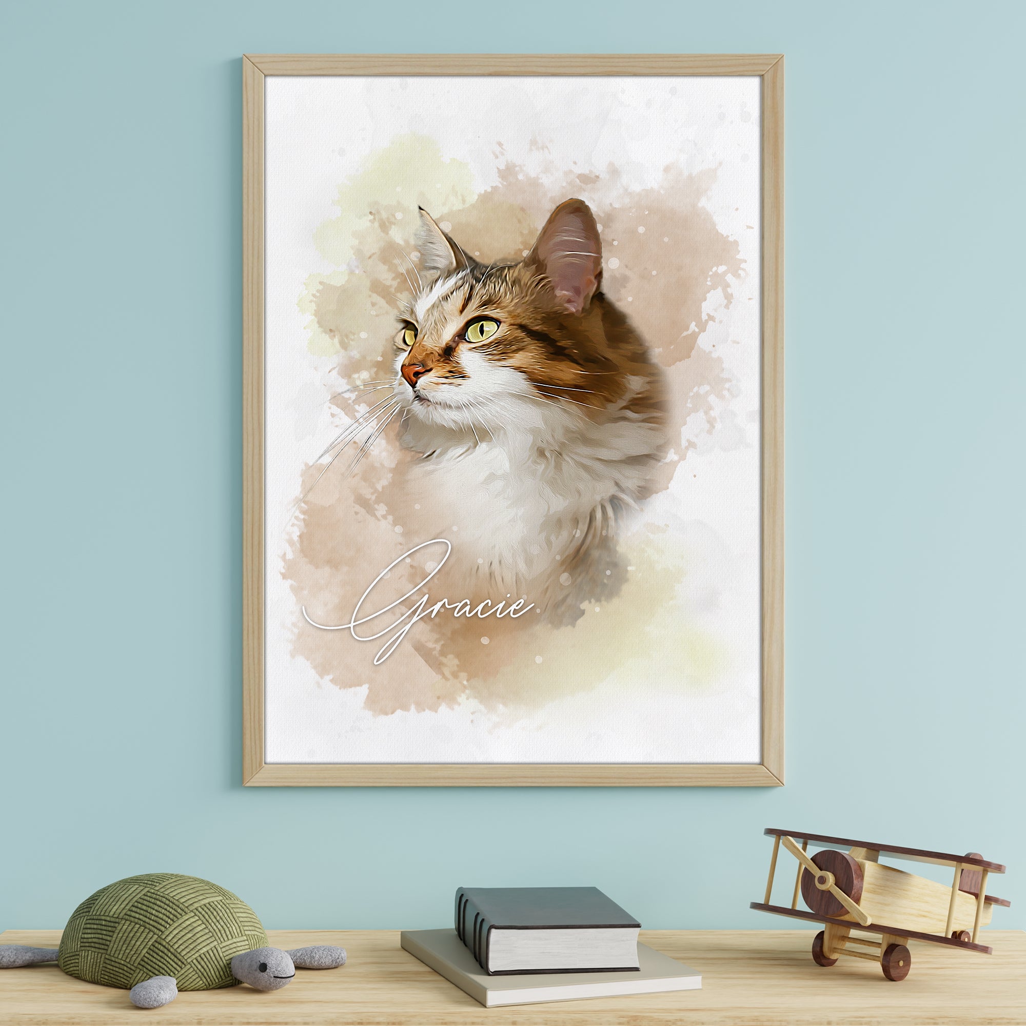 Custom Pet Portrait from Photo, Customized Watercolor Portraits Canvas from Picture, Personalized Dog Memorial Canvas, Customized Pet Gifts