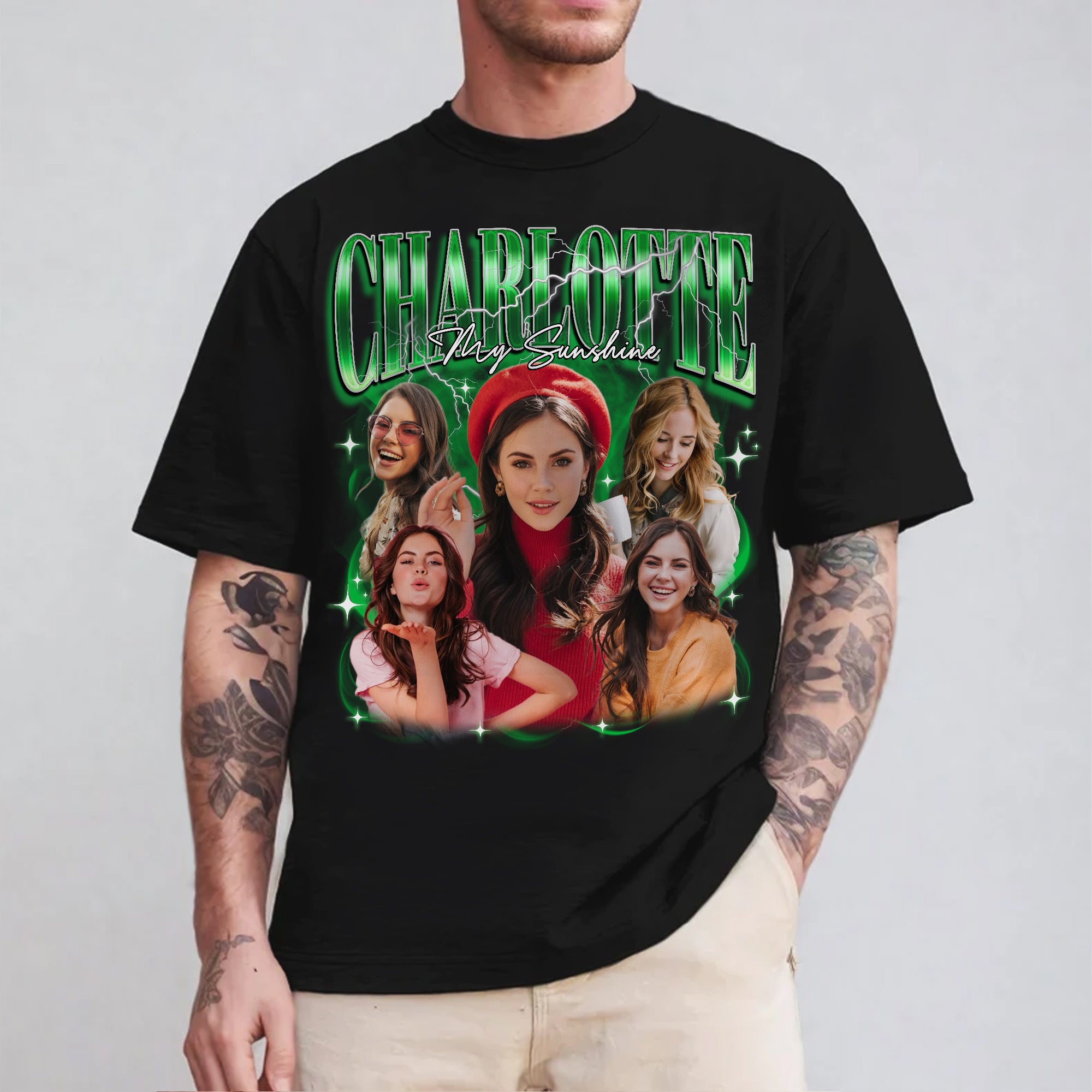 Custom Bootleg Graphic Tee Shirt, Personalized Photo & Name Shirt for Hip Hop Lovers