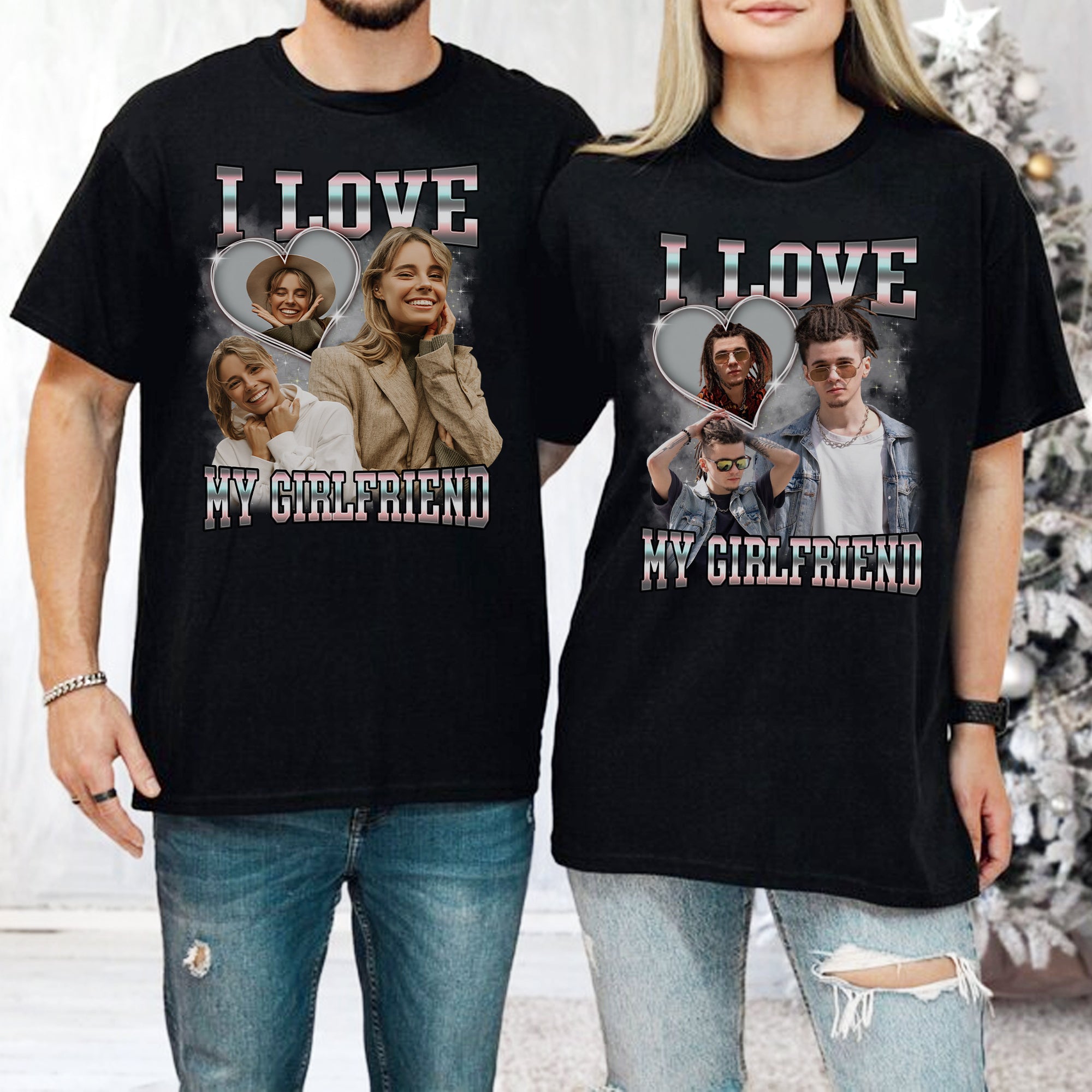 Retro Bootleg Style T-Shirt, Custom Face and Name Shirt, Unique Gift for Friends, Family or Couples