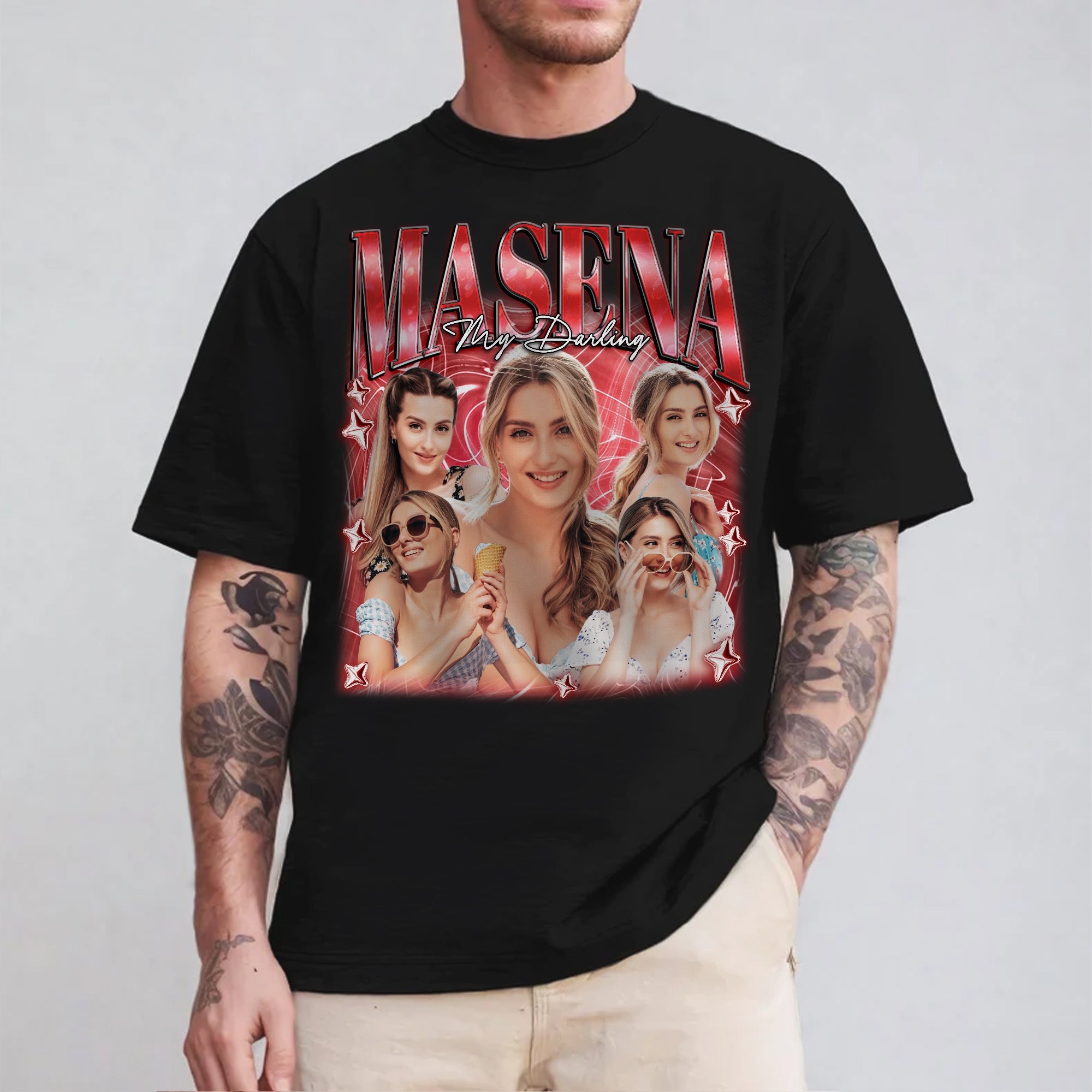 Custom Rap Style T-Shirt, Personalized Picture and Name Shirt, Birthday or Anniversary Gift