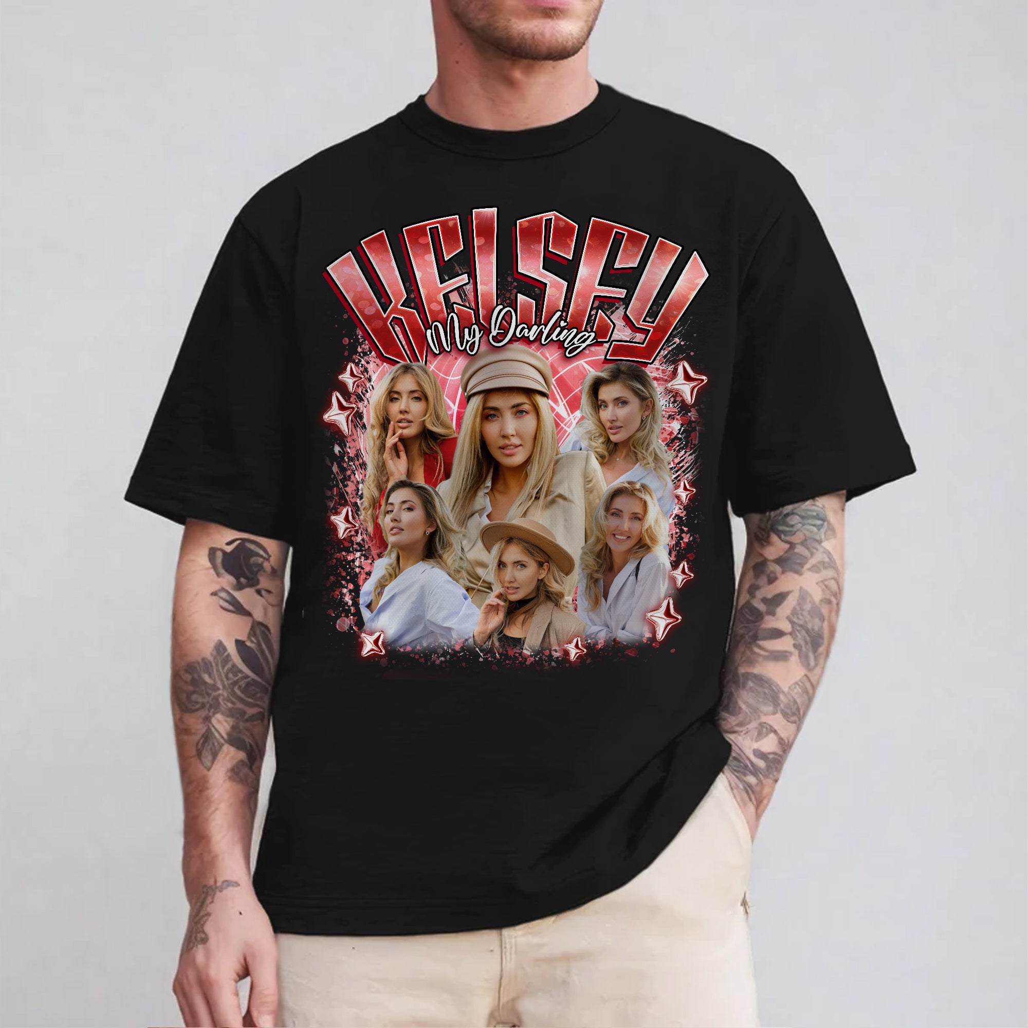 Bootleg Style Custom T-Shirt, Add Your Own Photo & Text, Unique Gift for Him, Her, or Family