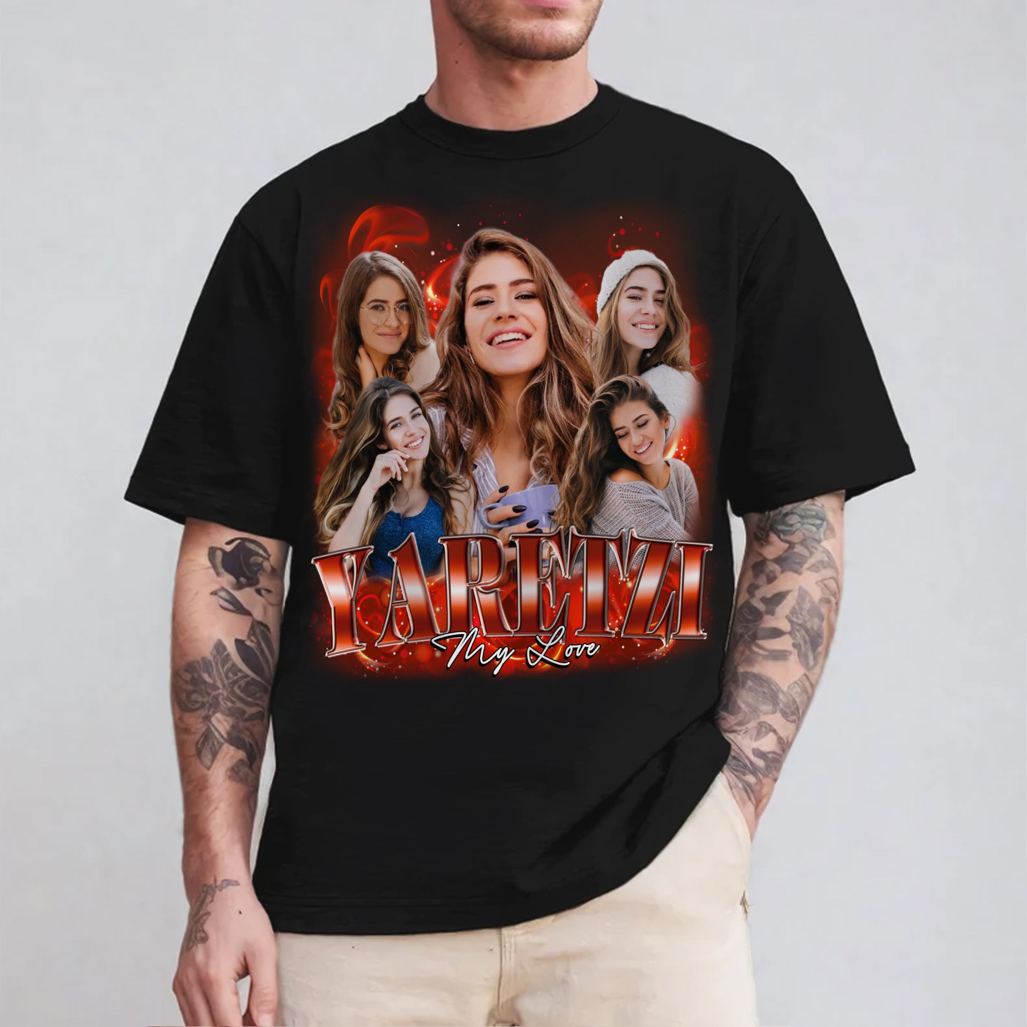 Personalized Bootleg T-Shirt, Trendy Custom Face Shirt for Men, Women and Teens