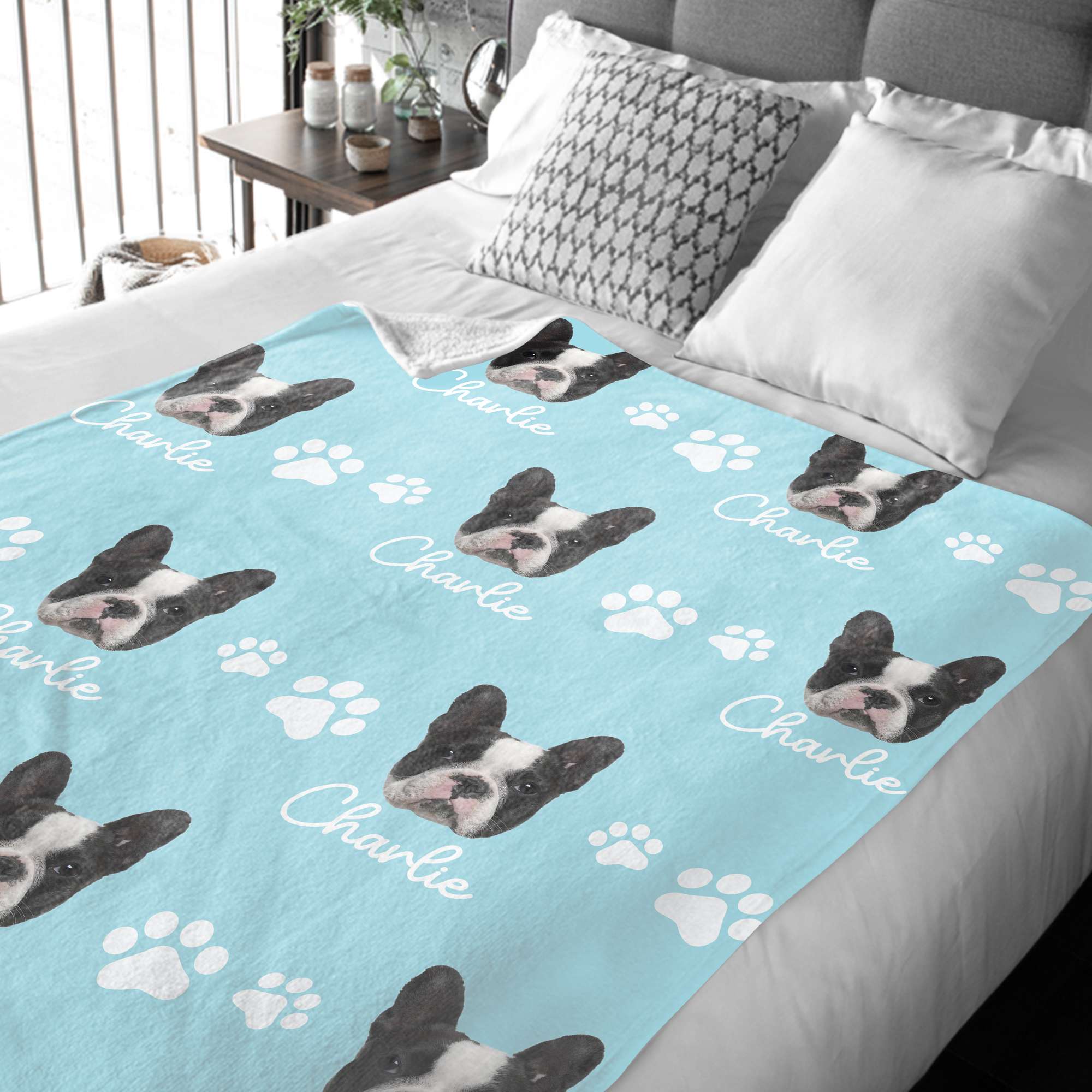 Customized Dog Blankets with Photos and Name, Personalized Dog Memorial Gifts for Women Men Parents, Custom Pet Flannel Blanket with Pictures for Dog Lovers