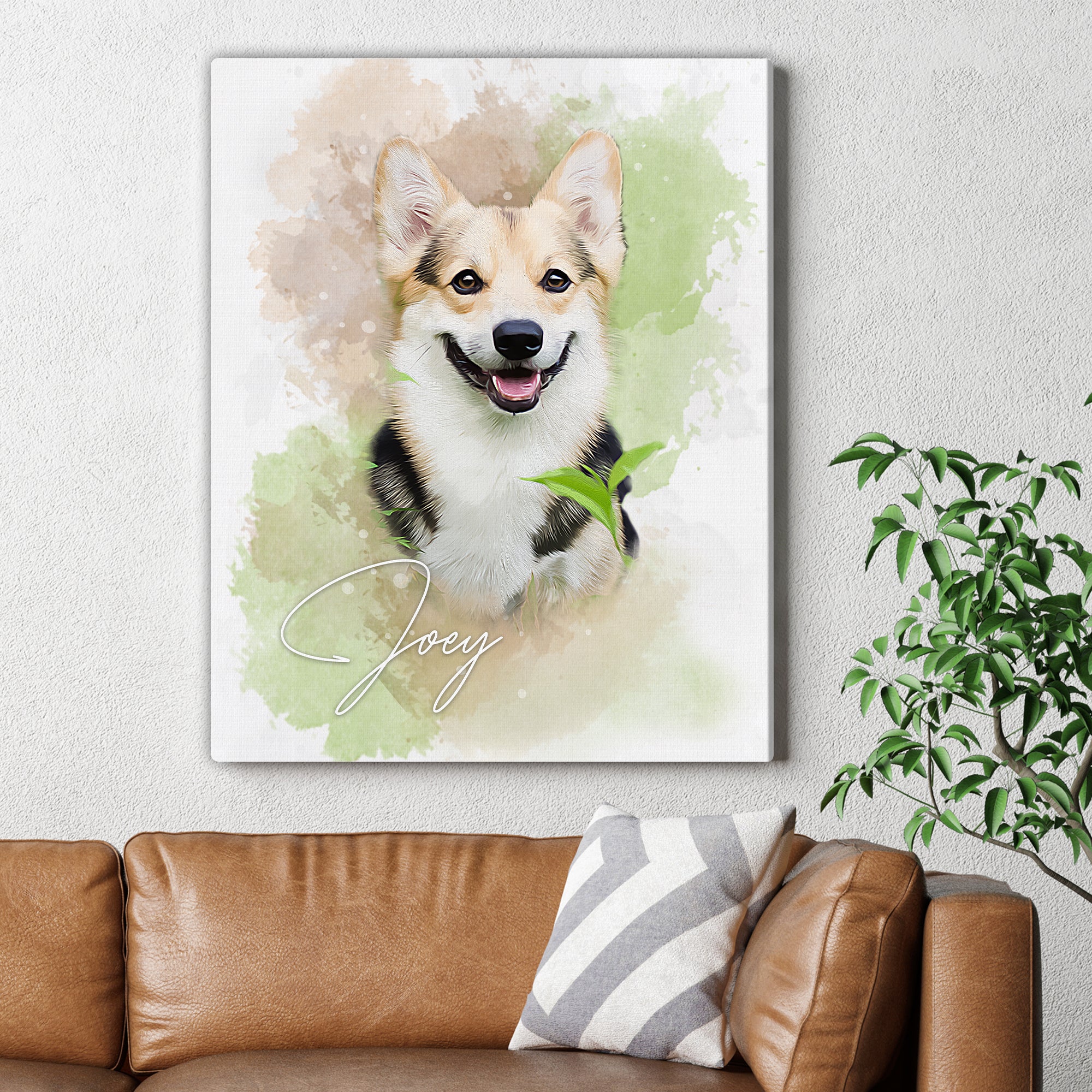 Custom Pet Portrait from Photo, Customized Watercolor Portraits Canvas from Picture, Personalized Dog Memorial Canvas, Customized Pet Gifts