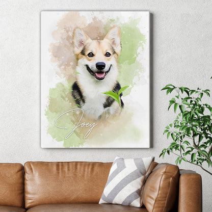 Custom Pet Portrait from Photo, Customized Watercolor Portraits Canvas from Picture, Personalized Dog Memorial Canvas, Customized Pet Gifts