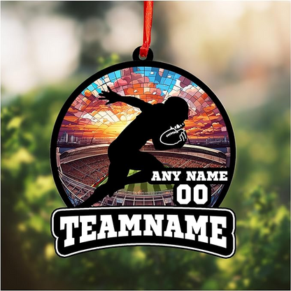 Personalized Football Suncatcher Ornament with Name, Number, Team Name D9