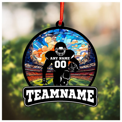 Personalized Football Suncatcher Ornament with Name, Number, Team Name D3