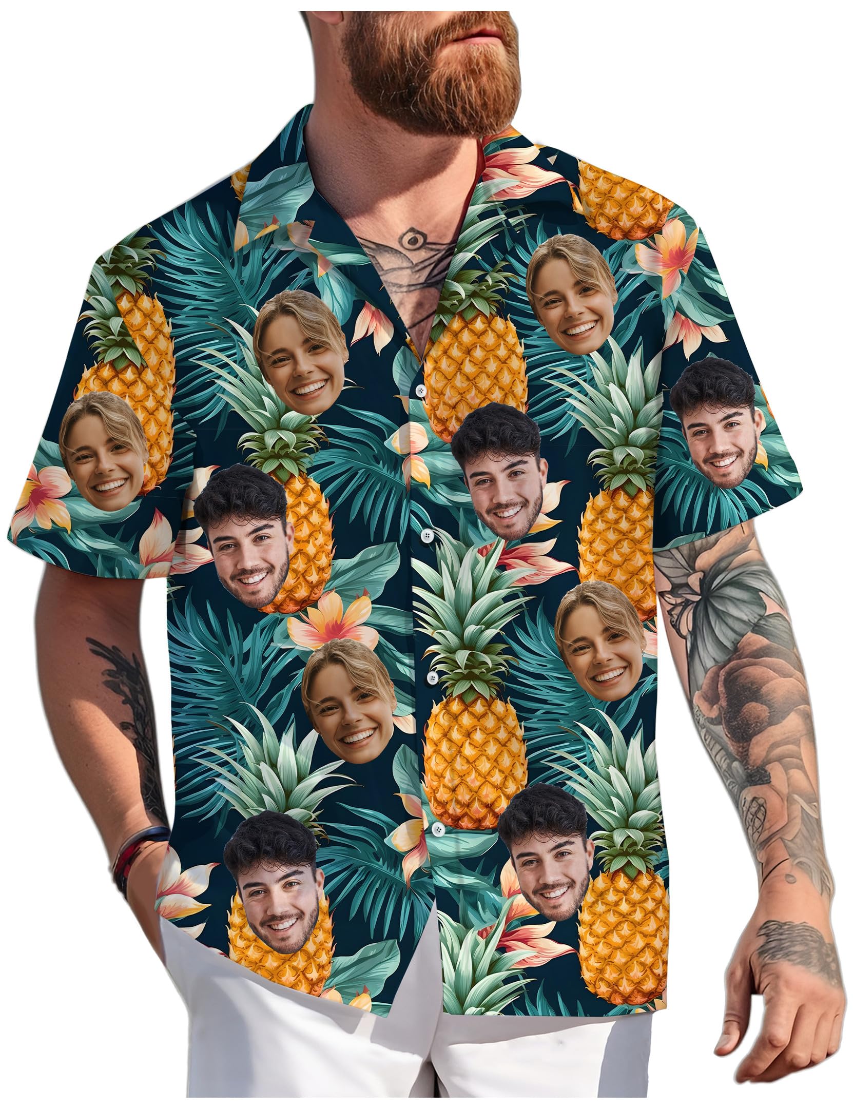 Custom Hawaiian Shirt with Face for Men Women, Personalized Hawaiian Gifts for Couples Boyfriend Girlfriend Wife Husband 14