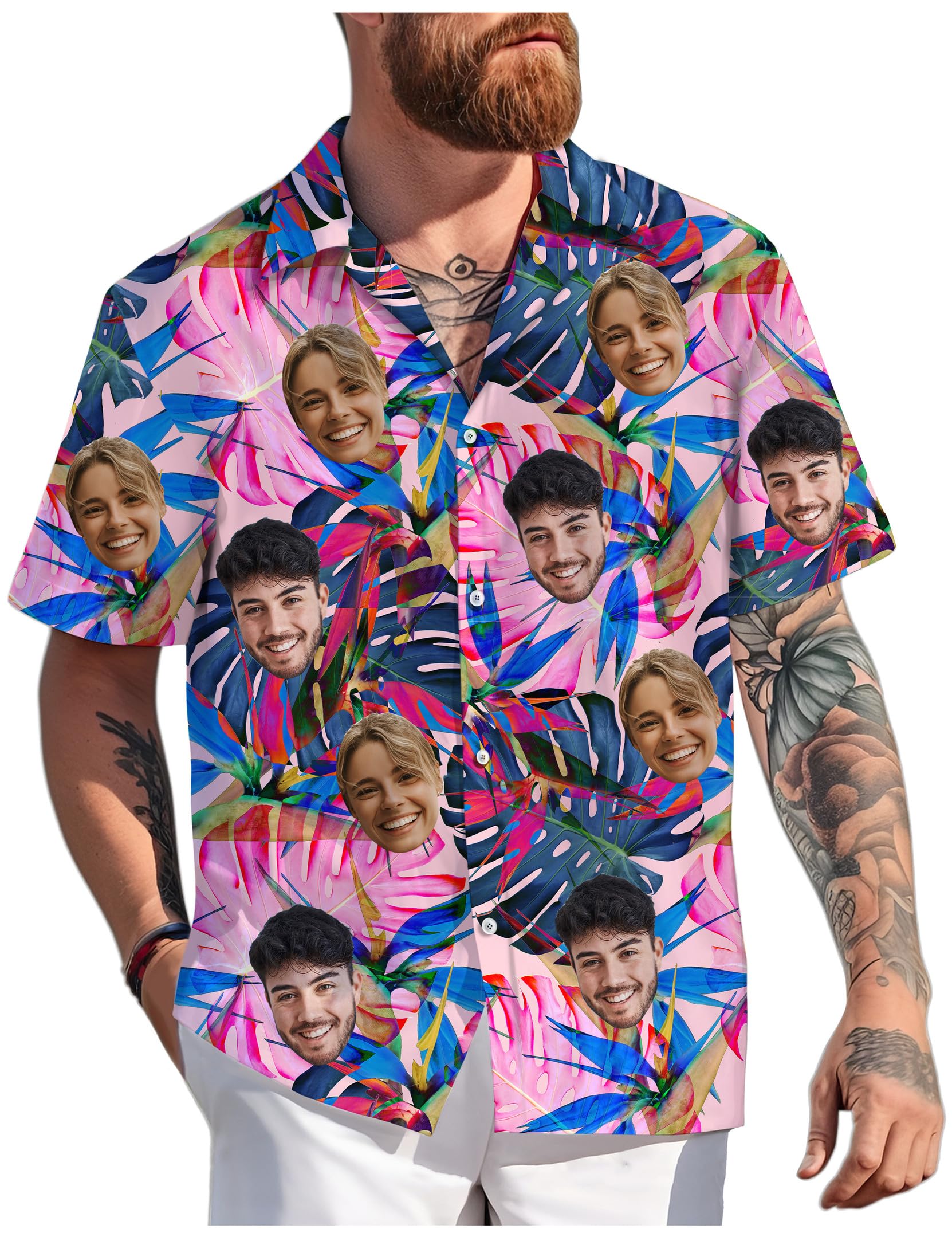 Custom Hawaiian Shirt with Face for Men Women, Personalized Hawaiian Gifts for Couples Boyfriend Girlfriend Wife Husband 12