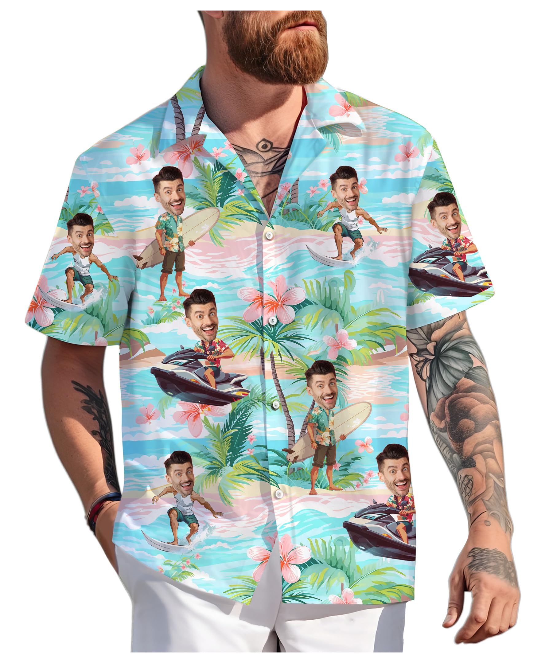 Custom Hawaiian Shirt with Face for Men Women, Personalized Hawaiian Gifts for Couples Boyfriend Girlfriend Wife Husband 7