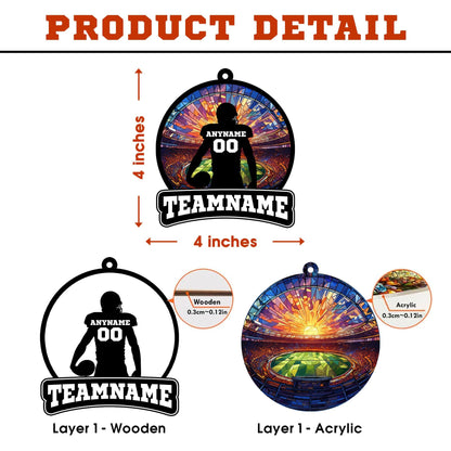 Personalized Football Suncatcher Ornament with Name, Number, Team Name D1
