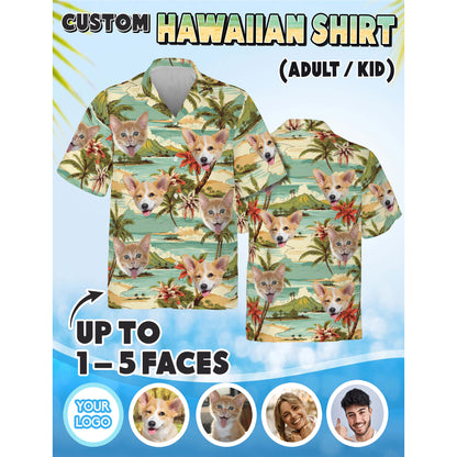 Dog or Cat Face Shirt, Personalized Vacation Gift for Pet Lover Friends